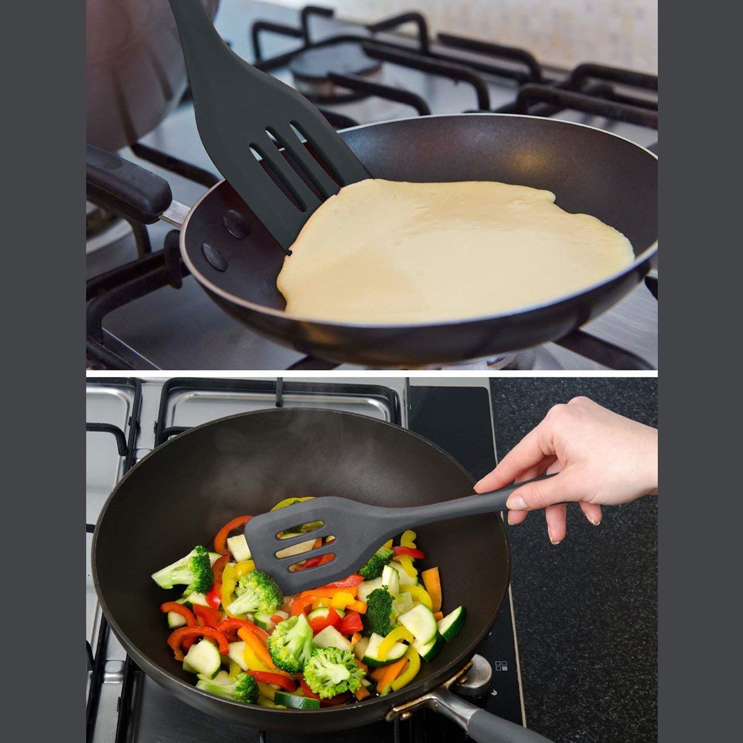 1PC SILICON NON-STICK HEAT RESISTANT KITCHEN TURNER PREMIUM TURNER ( 21cm). - Bhavnagar Deodap