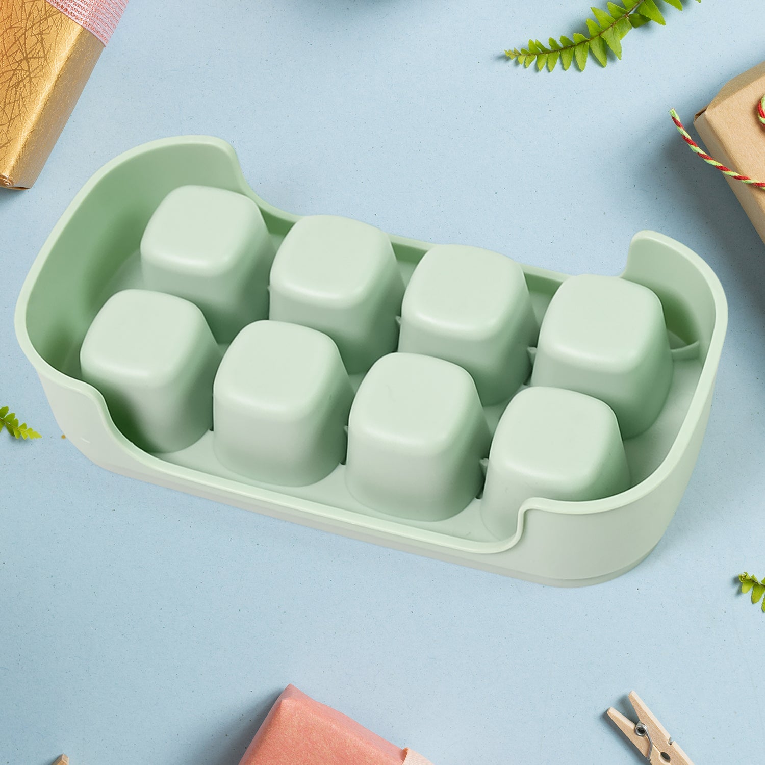 Ice Mold, 8 Grid Food Grade Portable Plastic Ice Tray (1 Pc / 15×8 Cm) - Bhavnagar Deodap