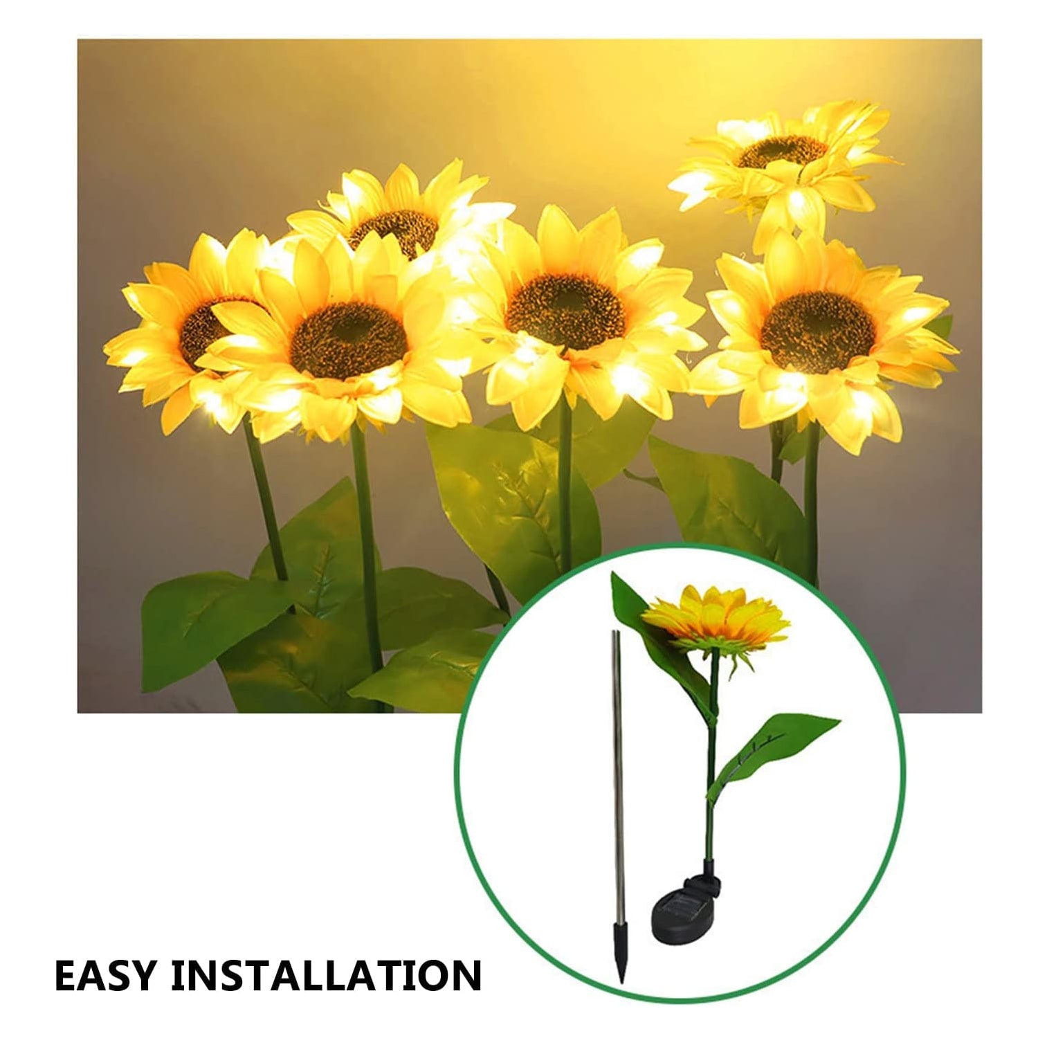 2 Pc Outdoor Solar Sunflower Lights Intelligent Light Control Waterproof Garden Landscape Stake Light - Bhavnagar Deodap