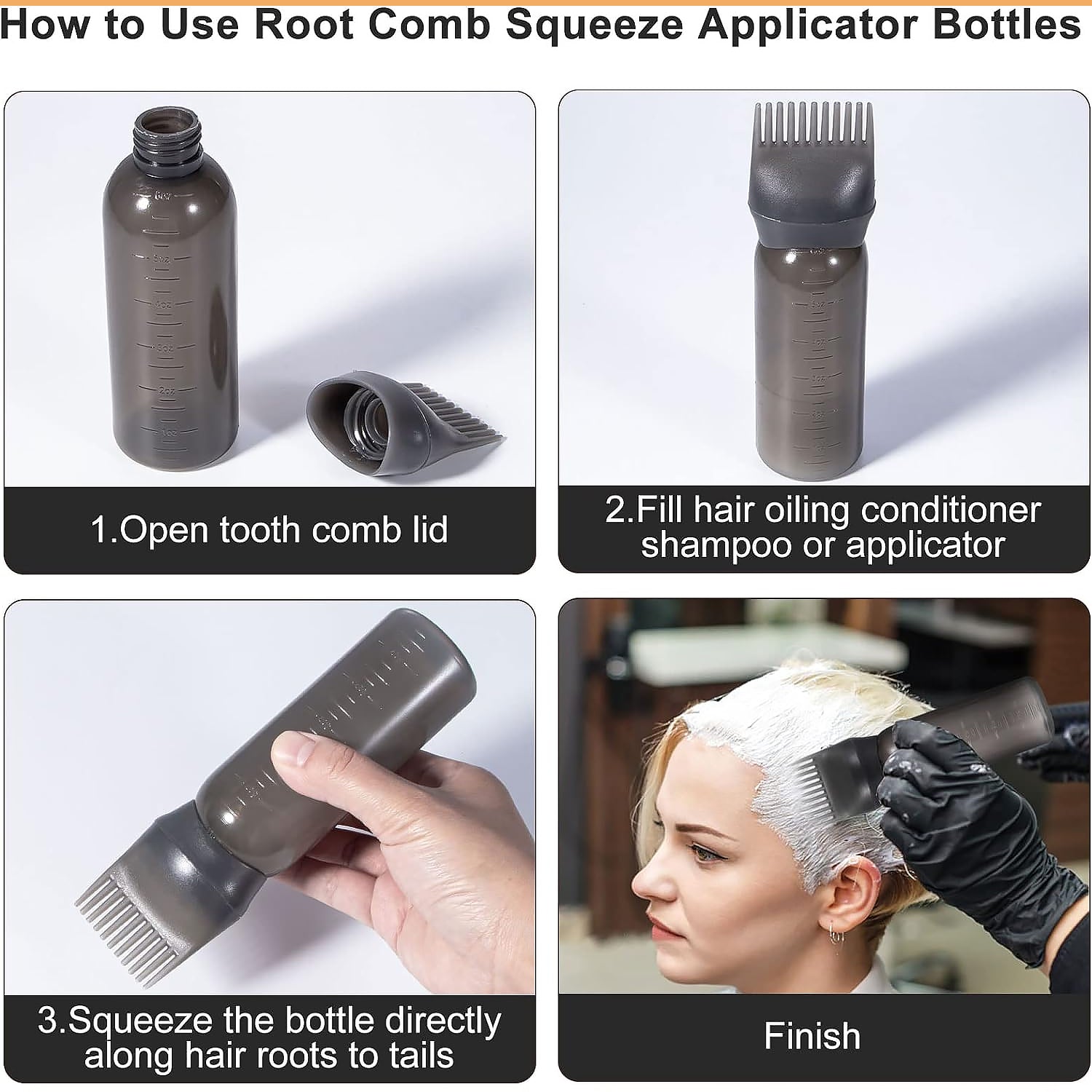 Comb Applicator Bottle, Hair Oil Applicator Bottle for Hair Dye Bottle Applicator Brush with Graduated Scale, Professional Brush Applicator Comb Hairdressing Coloring Styling Tool (1 Pc) - Bhavnagar Deodap