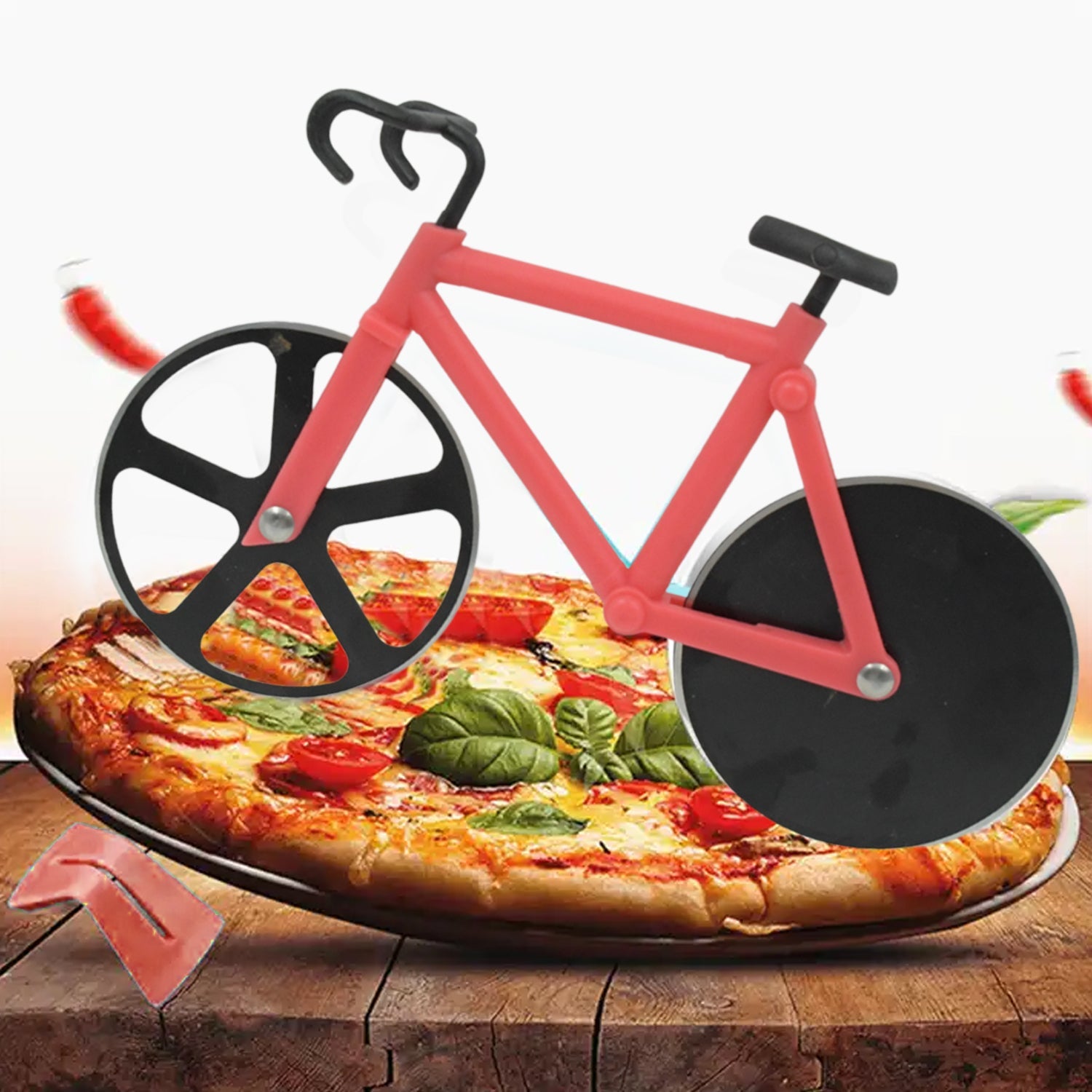Bicycle Pizza Cutter (1 Pc): Stainless Steel, Unbreakable Handle - Bhavnagar Deodap