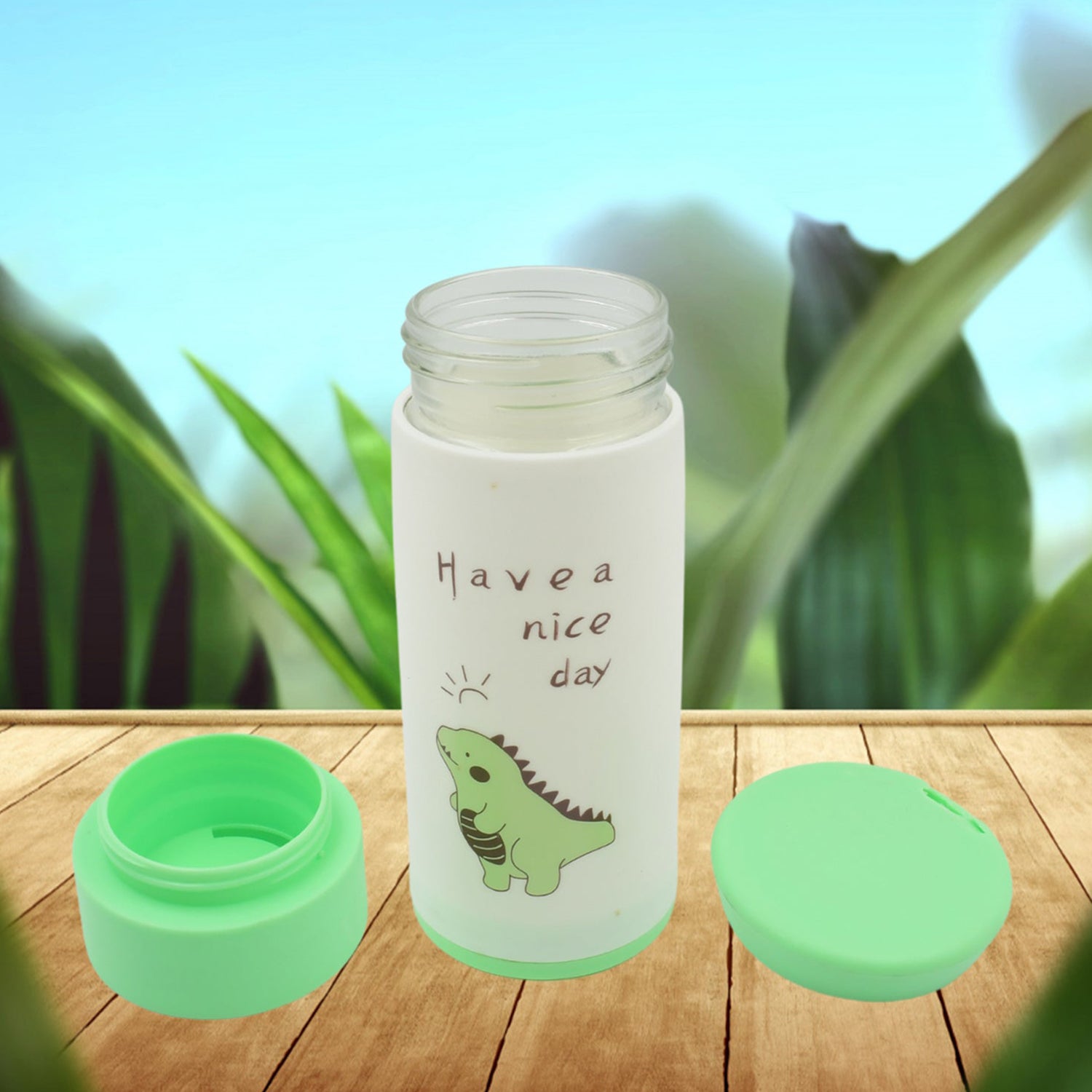 Customize Outdoor Sport Glass water bottle 350ml leak proof BPA-free for travel cold and hot water glass water bottle with daily water intake for gym and children, Home, Travel, Office Use  (350ml) - Bhavnagar Deodap