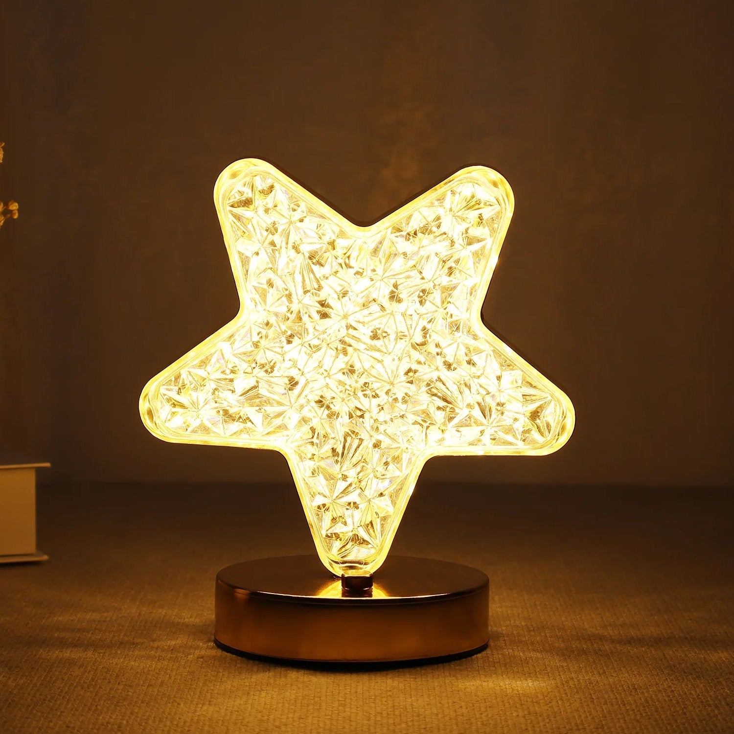 Star Shape Crystal Diamond Lamp Cordless Luxury Lamp with USB Rechargeable, 3-Way Dimmable & Touch Control Decorative Nightstand Lamp for Bedroom, Living Room, Party, Restaurant Decor (1 Pc ) - Bhavnagar Deodap