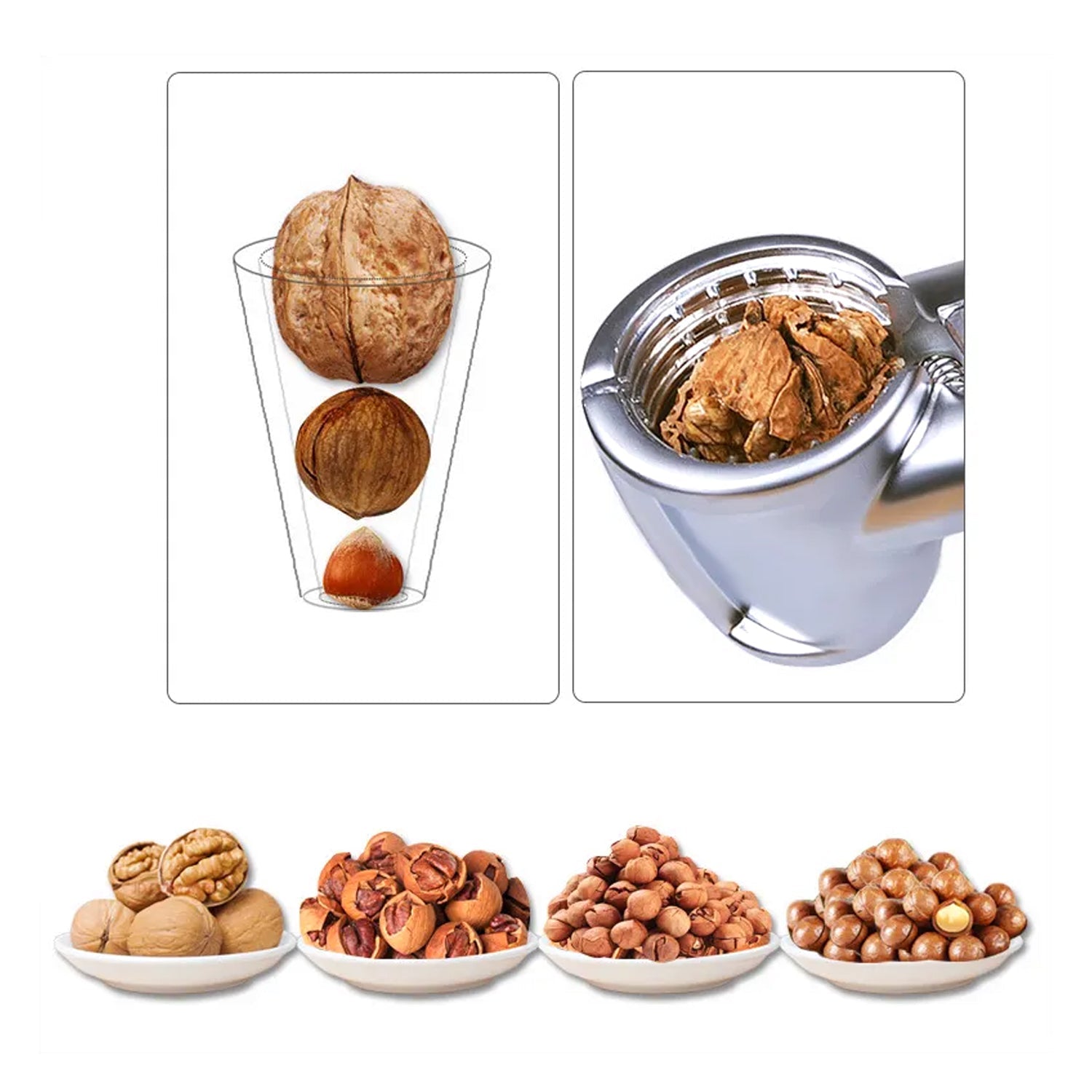 Walnut Cracker, Luxury Die Cast Stainless Alloy Nut Cutter Walnut Clamp Plier Portable Smart Walnut Akhrot Pincers Bottle Opener for Pecans, Almonds, Brazil Nuts - Bhavnagar Deodap