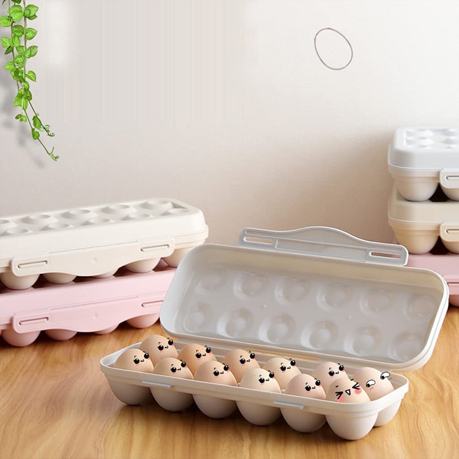 18 Grid Egg Holder Storage, Shock-Proof Egg Container with Buckle, Egg Carrier, Egg Tray, Egg Shelter, Effective Full Seal, Egg House use for Fridge, Camping, Kitchen - Bhavnagar Deodap