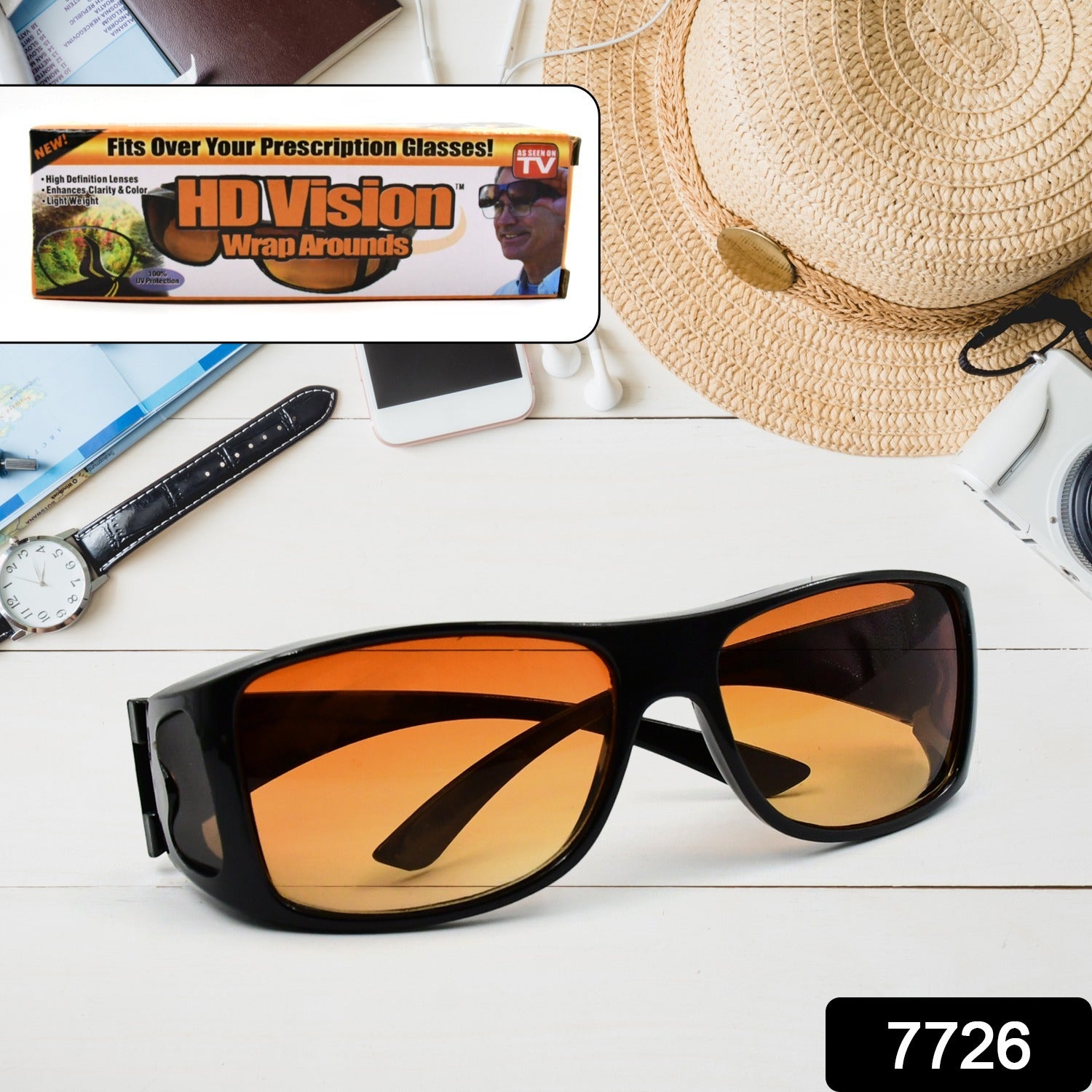 Clear Vision Glasses for Driving Car & Bike Riding Yellow/Black Glasses for Men and Women - Bhavnagar Deodap