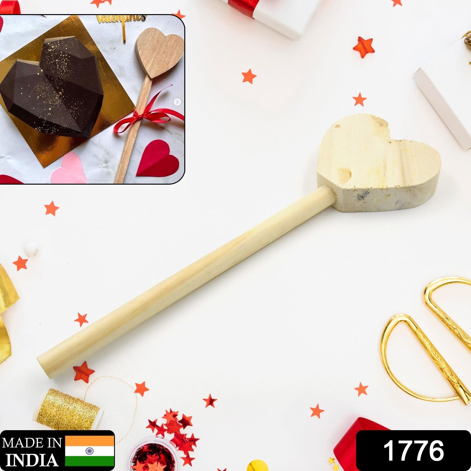 Special Heart Shape Wooden Hammer for Pinata Cake, Pinata 10 inch Wooden Hammer for Pinata Cake (1 Pc) - Bhavnagar Deodap