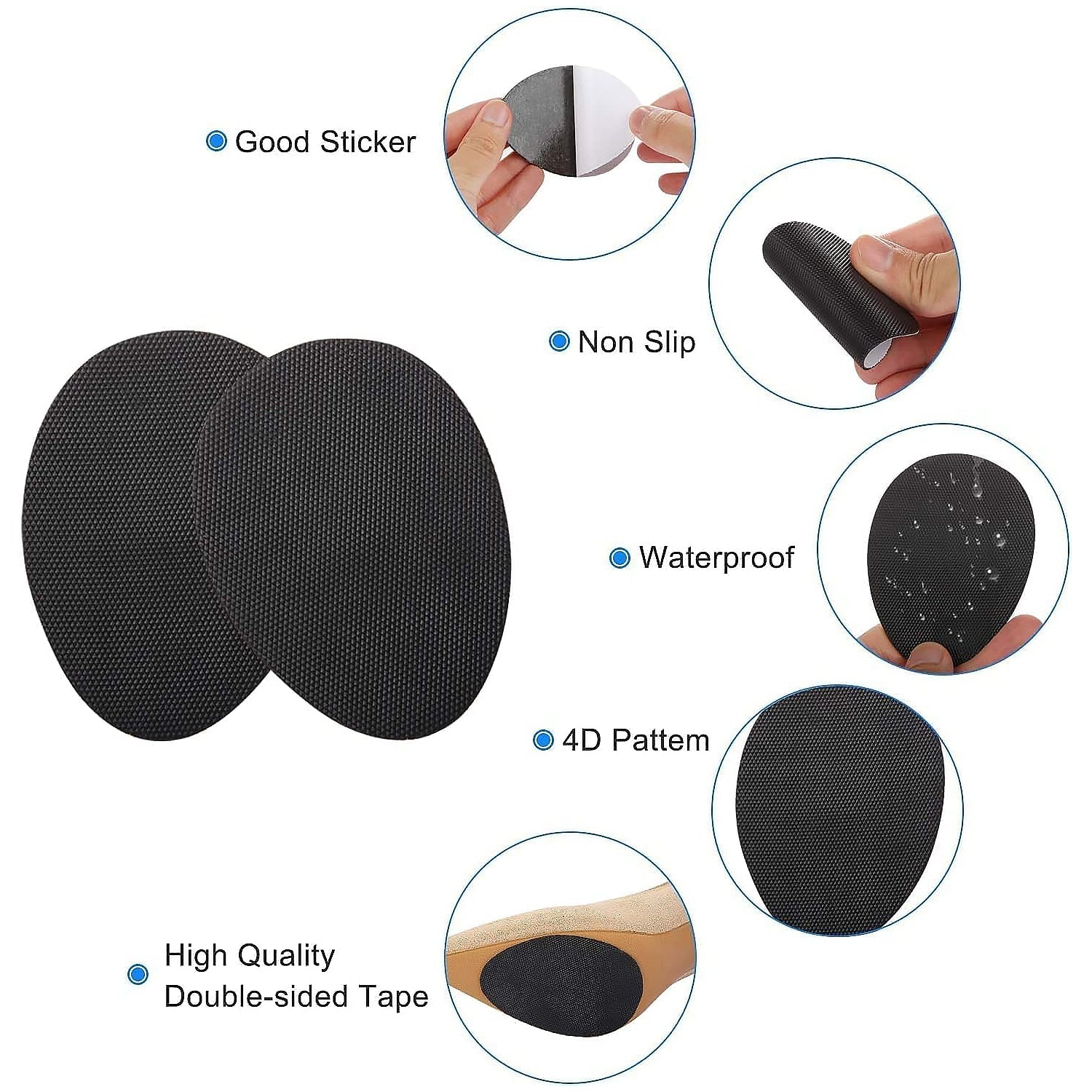 Non-Slip Shoe Pads, Rubber Shoe Sole Protector Pads, Self-Adhesive Shoe Grips Pads Stickers Non Skid for Ladies Shoes, High Heels, Boots - Bhavnagar Deodap