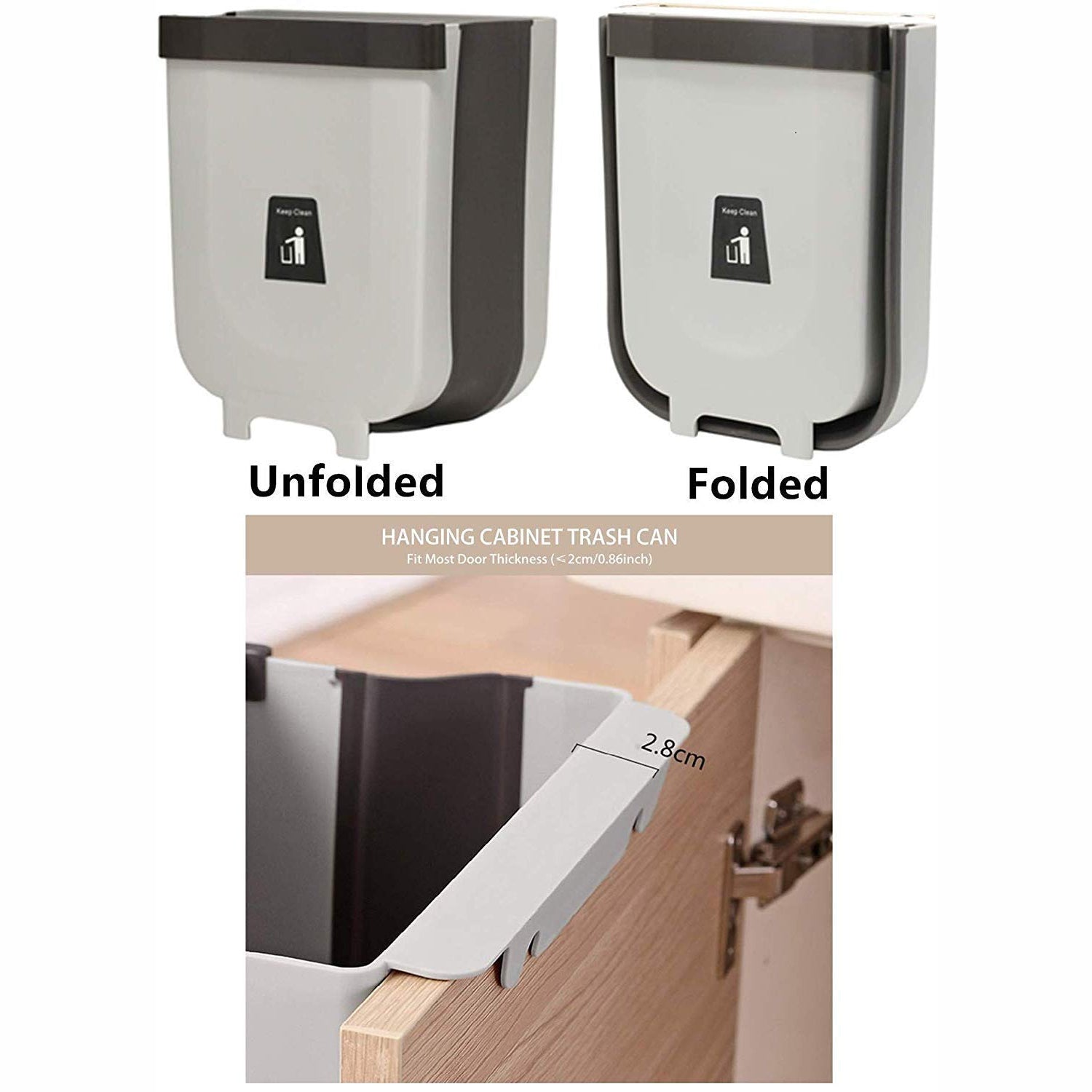 Hanging Trash Can for Kitchen Cabinet Door, Small Collapsible Foldable Waste Bins, Hanging Trash Holder for Bathroom Bedroom Office Car, Portable. - Bhavnagar Deodap