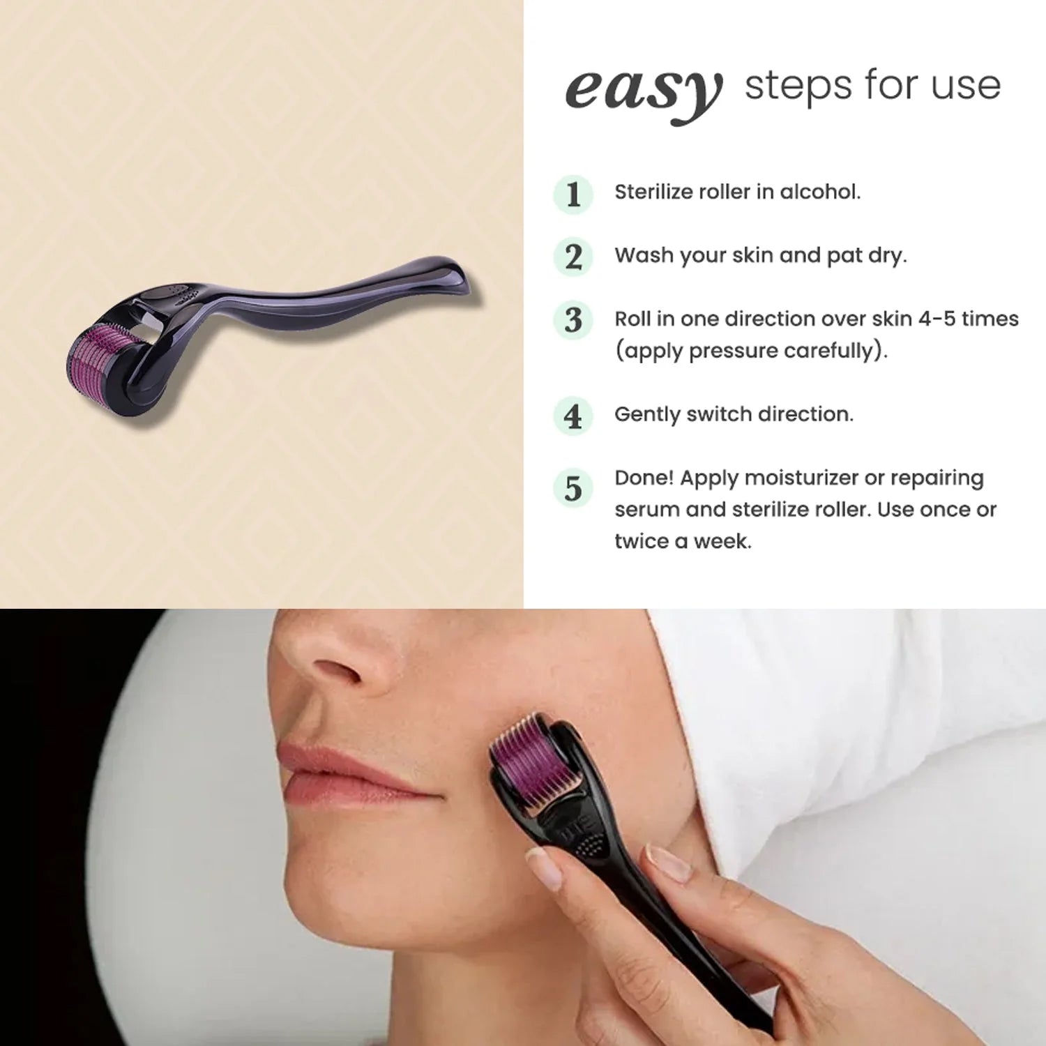 Derma Roller Anti Ageing and Facial Scrubs & Polishes Scar Removal Hair Regrowth (2 MM) - Bhavnagar Deodap