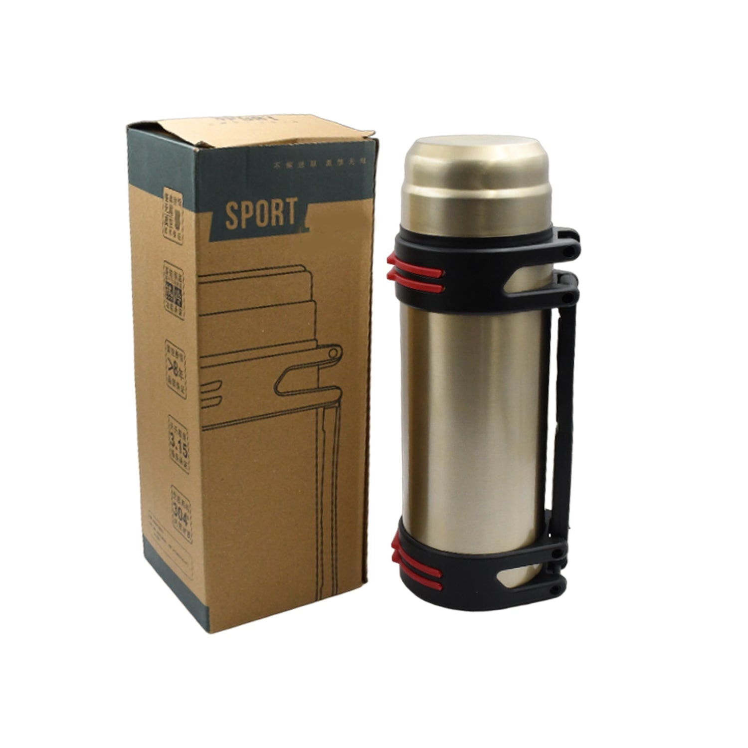 Portable Double Layer Stainless Steel Vacuum Flask Hot Screw-On Bottles for Outdoor for Camping for Sports, Travel (2 Ltr) - Bhavnagar Deodap