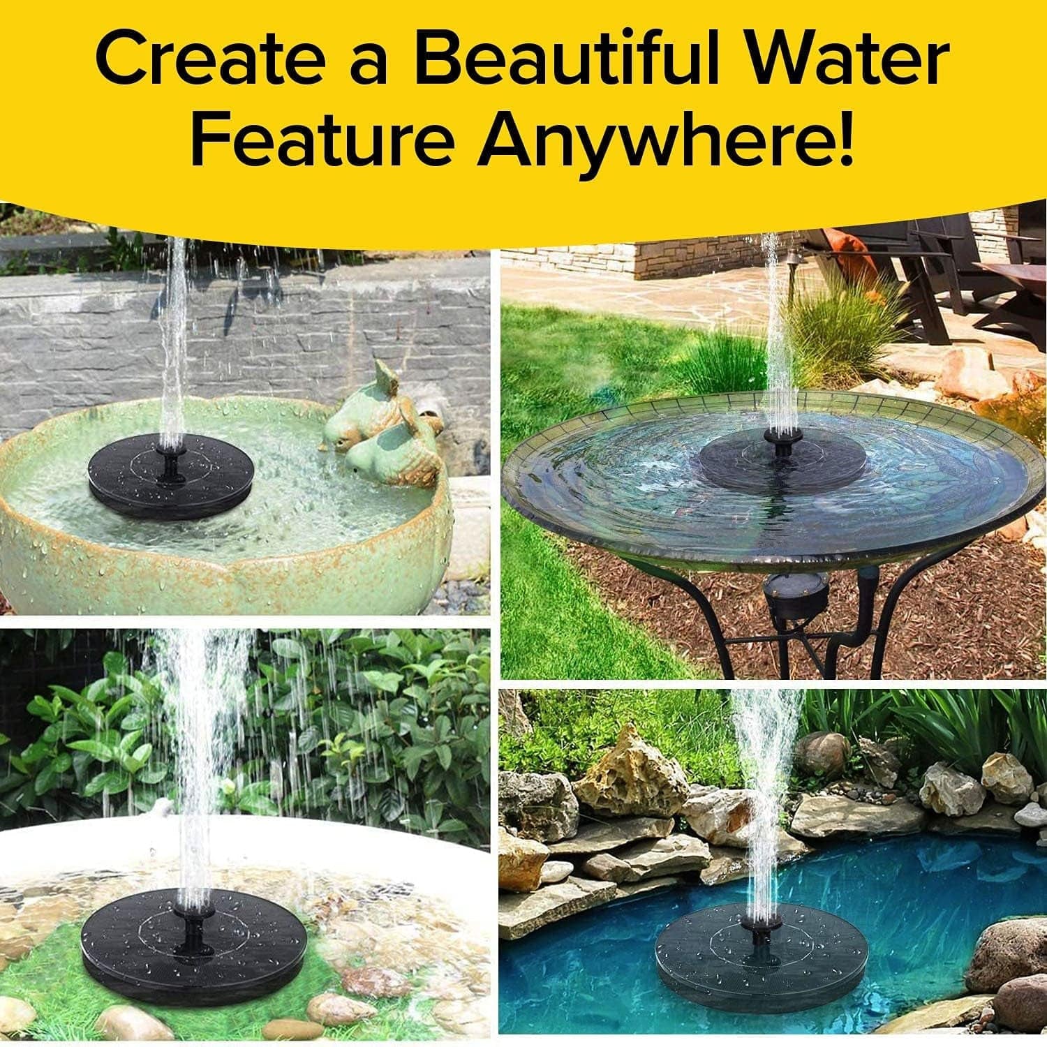 Fast Fountain by Pocket Hose - Solar-Powered - Instantly Adds a Water Feature Virtually Anywhere - 5 Spray Modes - No Installation or Batteries Required - Great for Bird Baths, Pools, Pond & More (1 Pc) - Bhavnagar Deodap