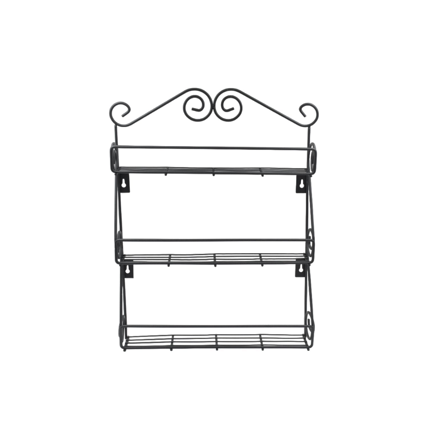 Big Wall Mounted Iron Wall Shelf with 3 Storage Racks for Kitchen, Pantry, Cabinet, Counter top or Free Standing, Rack Holder for Kitchen - Bhavnagar Deodap