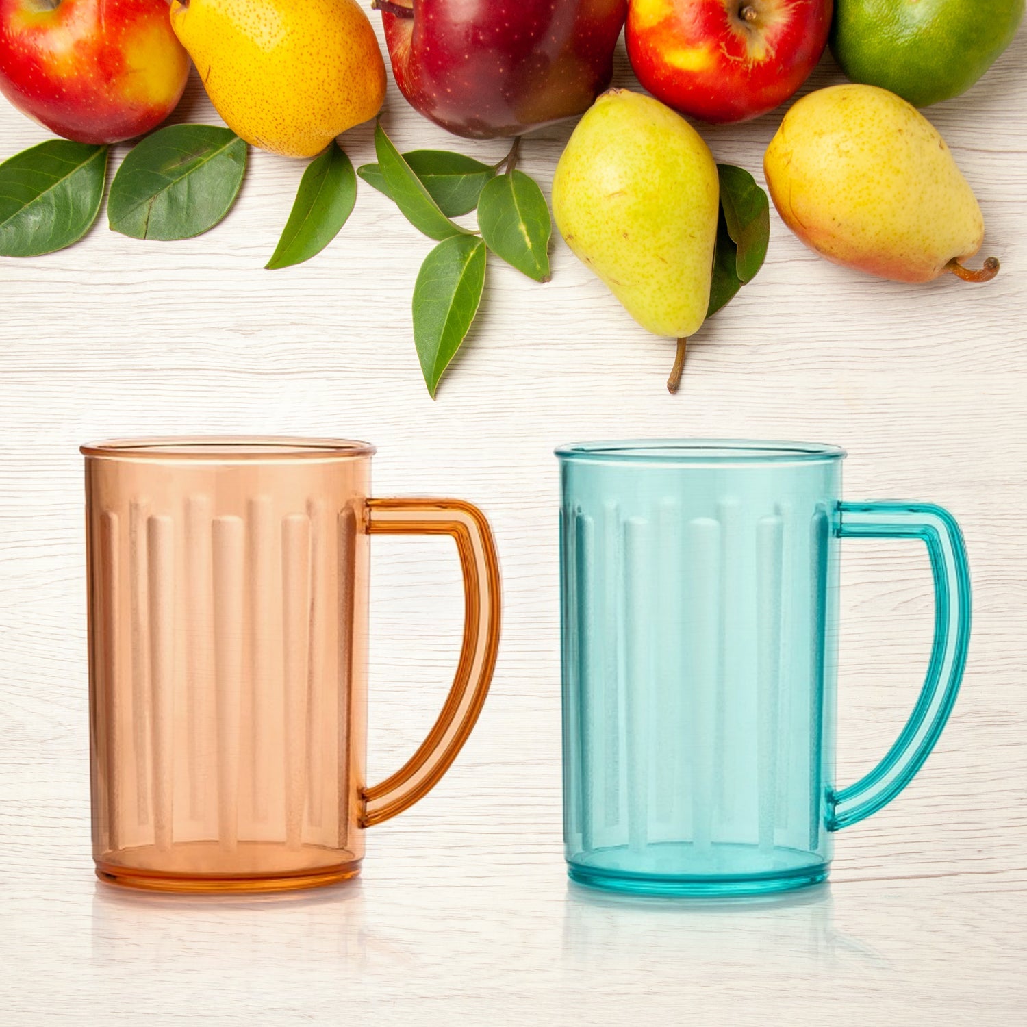 Stylish Juice Glass With Handle, Water Glass, Beer Glass, Milk Shake Glass, Multipurpose Glass Plastic Beer Mug, Unbreakable Beer Tasting Glasses, Clear Juice Glasses Suitable for Kids (2 pc) - Bhavnagar Deodap
