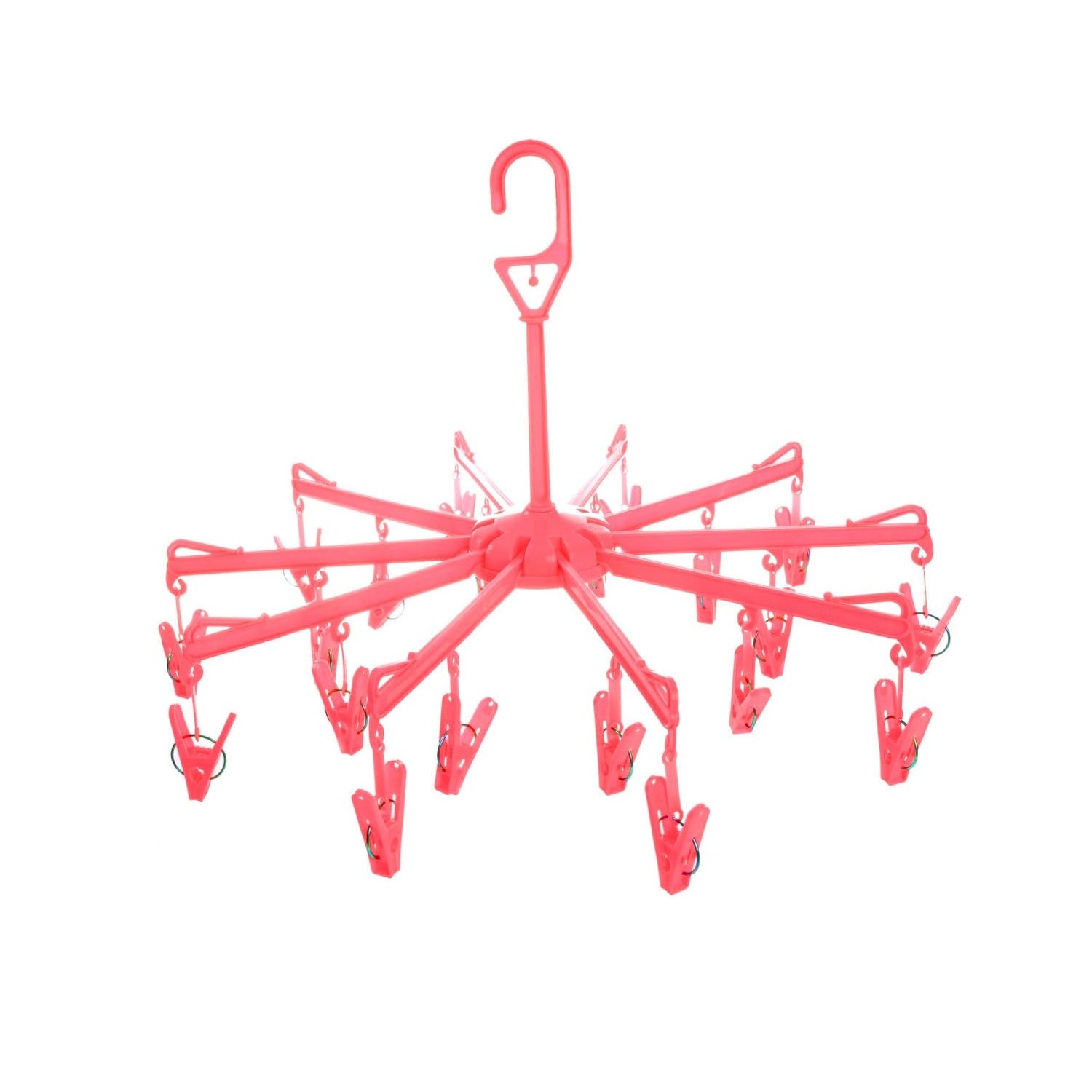 Plastic Foldable Underwear Hanging Dryer Clothes Clips Hanger Drying Rack, Clothes Hangers with 16 Clips, Clip Hanger Drip Hanger for Drying Underwear, Baby Clothes, Socks, Bras, Towel, Cloth Diapers, Gloves - Bhavnagar Deodap