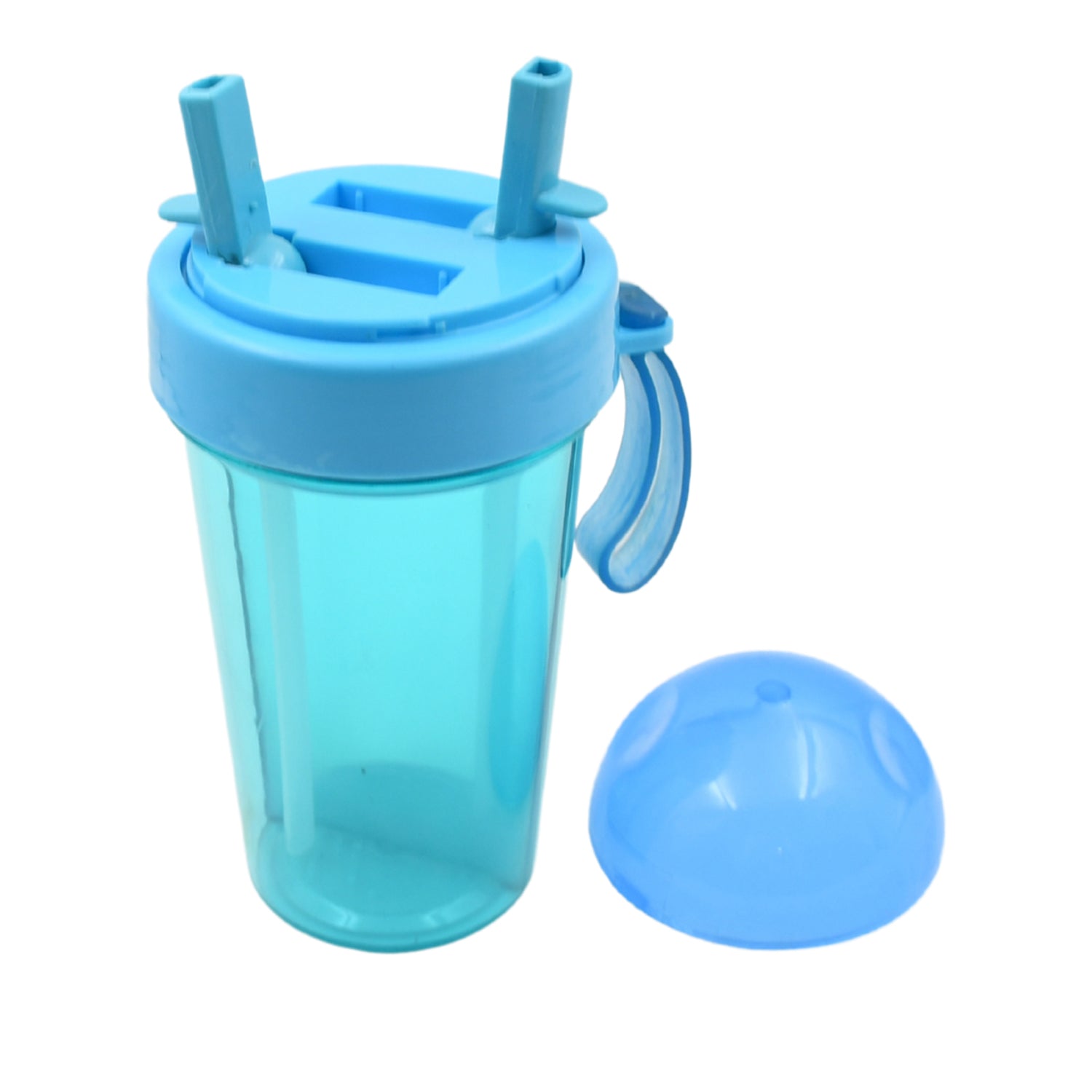 2 Drinks in 1 Cup Water Bottle, Stable Sturdy Dual Use Bottle 2 Straws for Shopping Travel for Outdoor Activities (1 Pc) - Bhavnagar Deodap