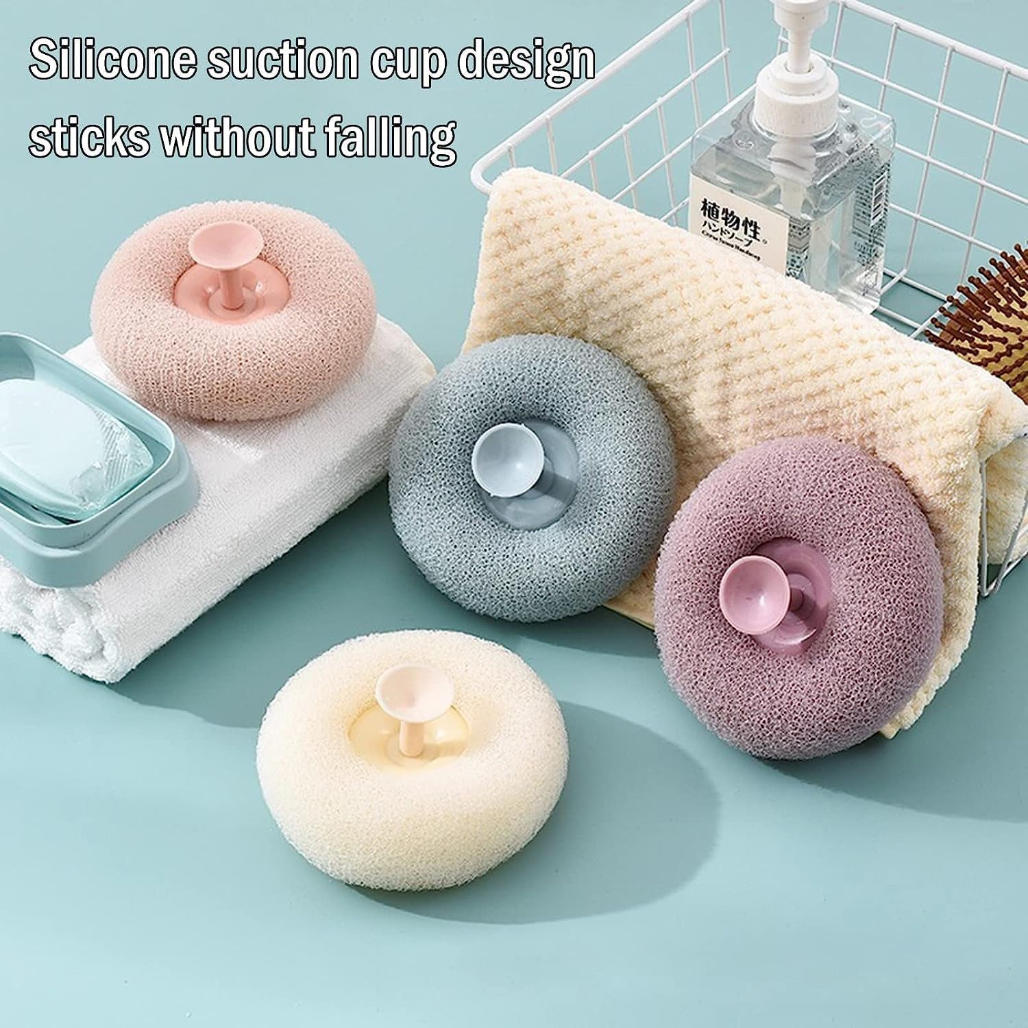 Super Soft Bath Sponge Flower Suction Cup Bath Sponges for Shower Women Men Foam Loofah Sponge Exfoliating Bath Sponge Body Washer Reusable loofah Massage Bath (1 pc) - Bhavnagar Deodap