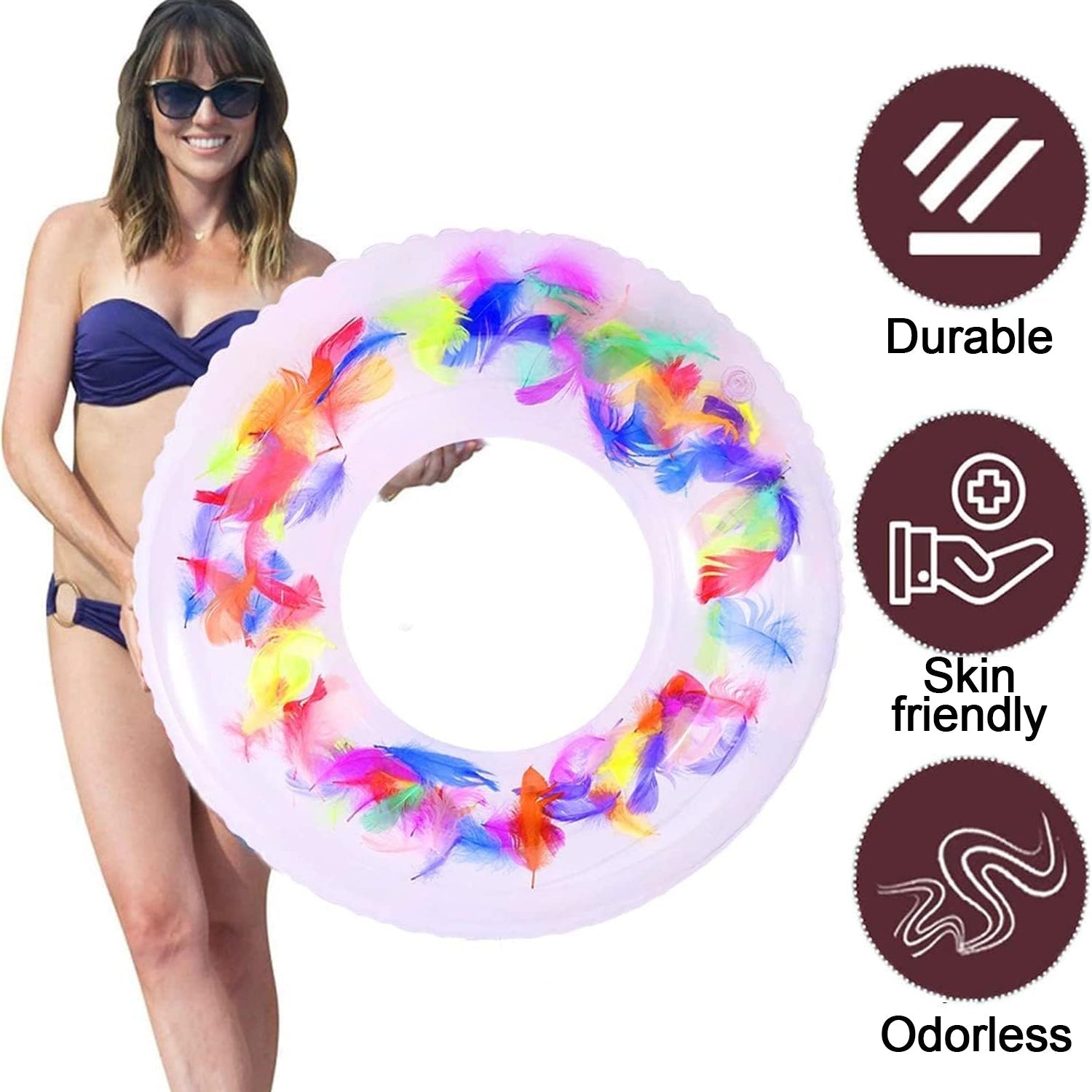 Swim Ring, For Adults, Conveniently Portable, Feathers, Swimming Ring, For Water Play, For Beaches, Swimming, Summer Vacation, Women's, Men's (1 Pc) - Bhavnagar Deodap