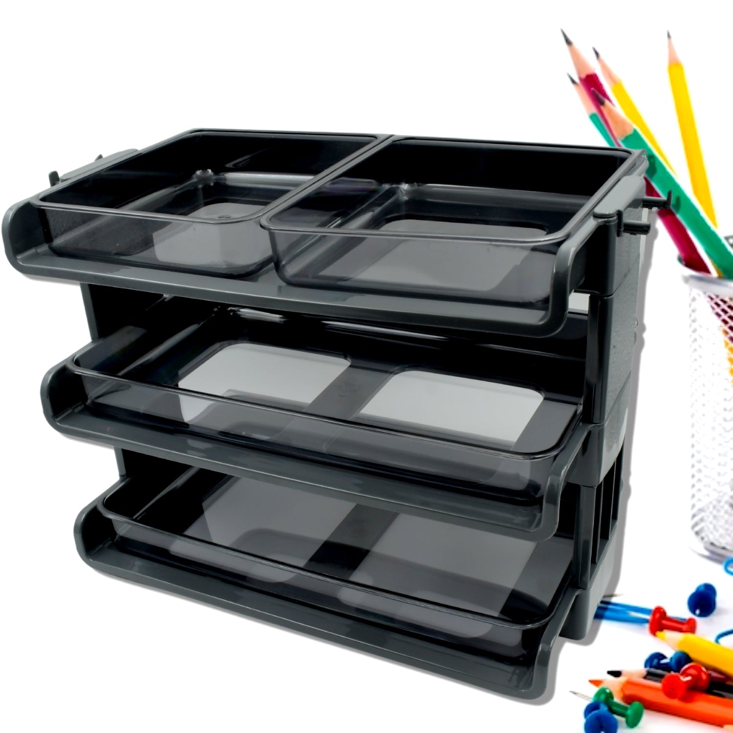 Plastic 3 Layer Storage used in all kinds of household and official places for storing of various types of stuffs and items, Desktop File Storage Rack, Office Data File Rack Drawer Type Classification Cabinet Desktop File Holder Organizer for Office - Bhavnagar Deodap