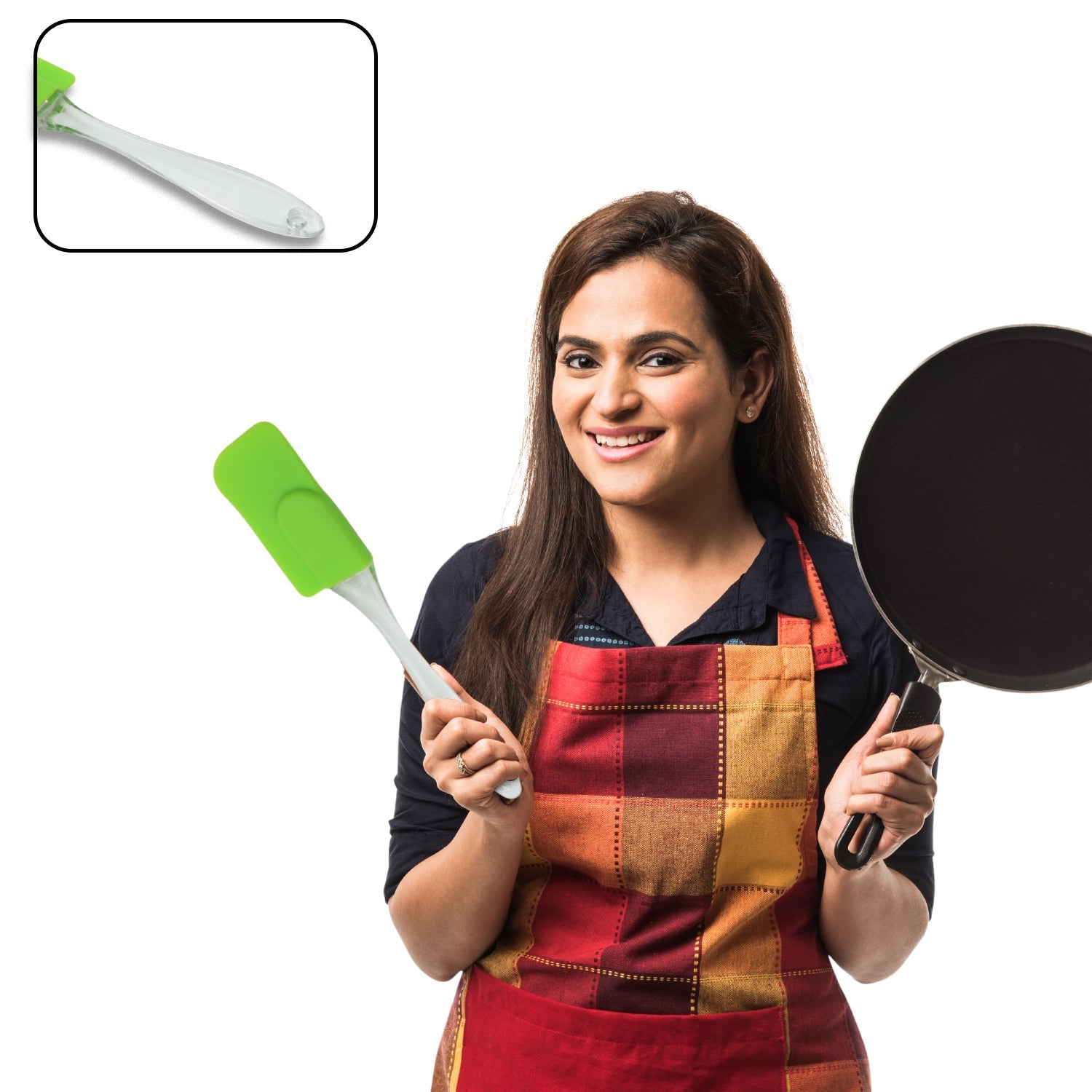 Silicone Spatula for Baking, 1 Pc Rubber Spatula Pancake Spatula Heat Resistant Kitchen Utensils for Cooking Non-Sticky Baking Spatula Set Food Grade, BPA Free (18 Cm) - Bhavnagar Deodap