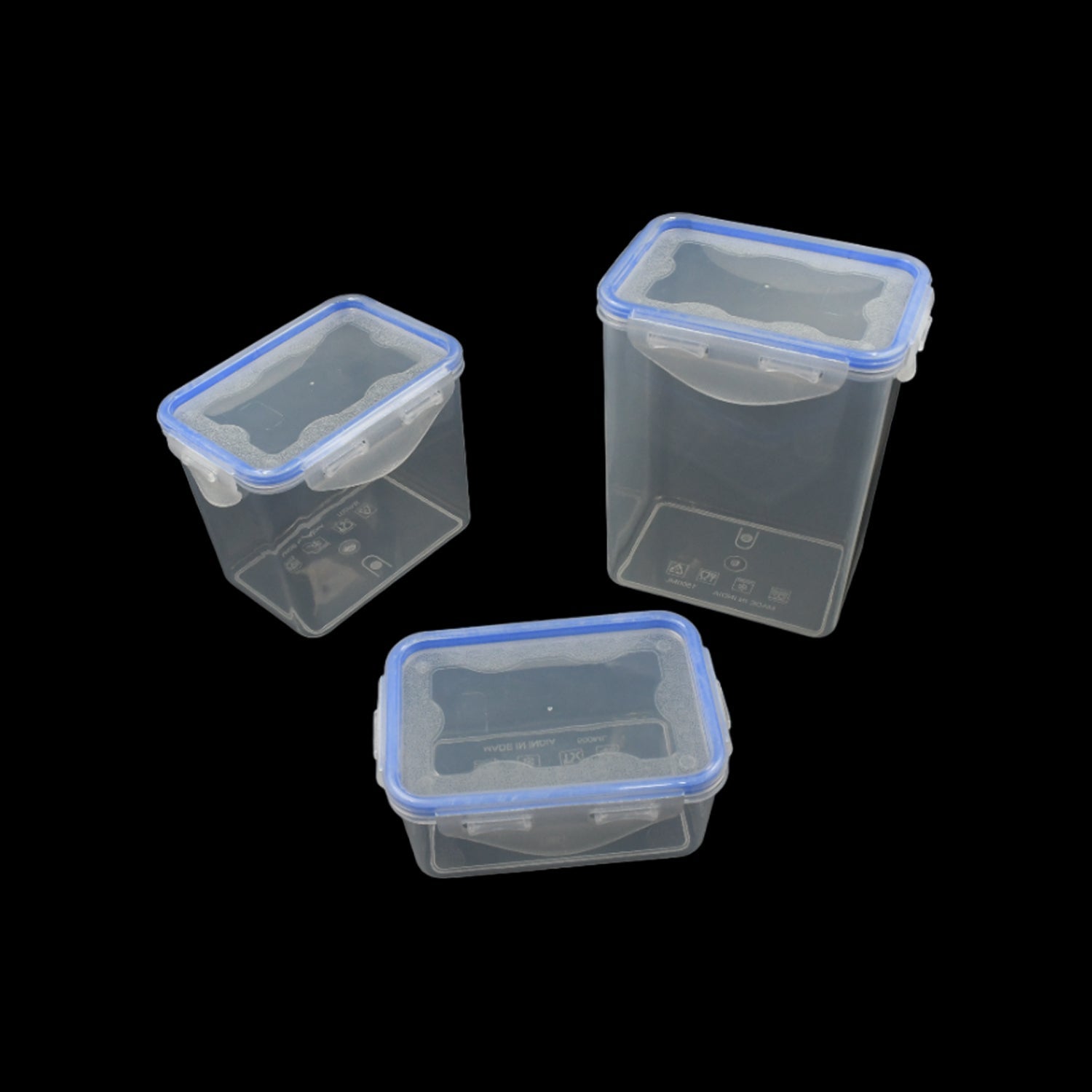 Kitchen Storage Container Set with Food Grade Plastic and Air Seal Lock Lid for Storage of Grocery, Spices, Dry fruits Use For Home, Office, Restaurant, Canteens (3 Piece Set) - Bhavnagar Deodap