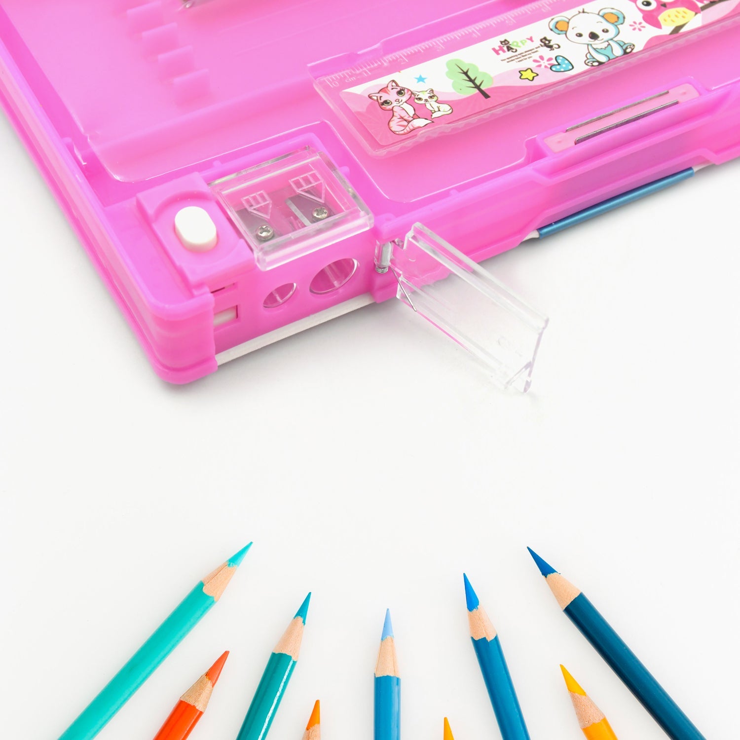 Printed Pencil Case for Kids (1 Pc): Multi-Compartment, Compass Box - Bhavnagar Deodap