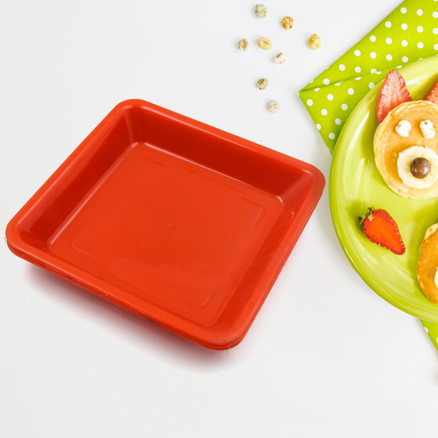 Square Plastic Halwa Dinner Plate Snacks / Breakfast, Restaurant Serving Trays Home School Coffee Hotel Kitchen Office (3 Pcs Set) - Bhavnagar Deodap