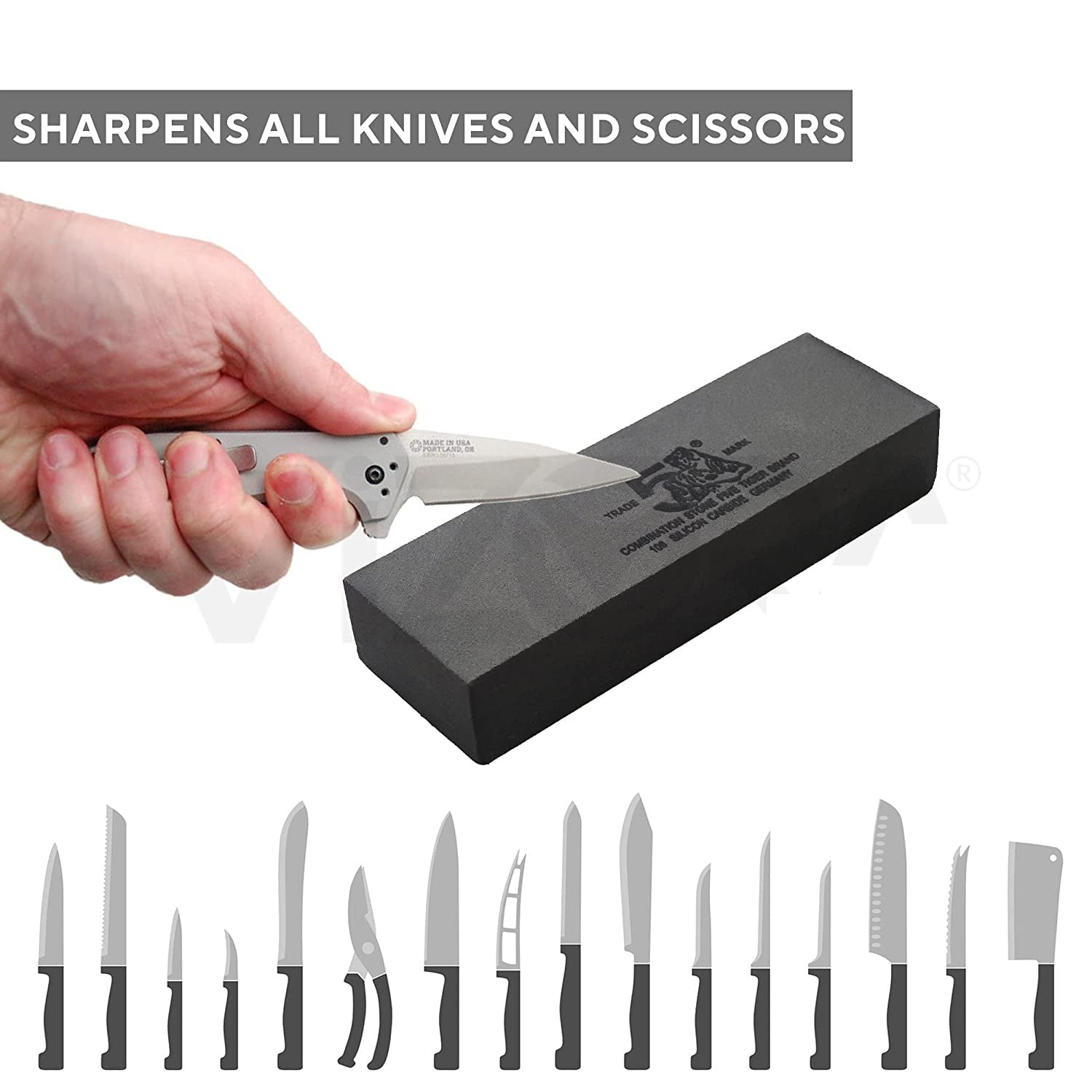Silicon Carbide German Combination Stone, Dual Sided Stone for Knife and Tools Sharpening with Safety Case - Bhavnagar Deodap