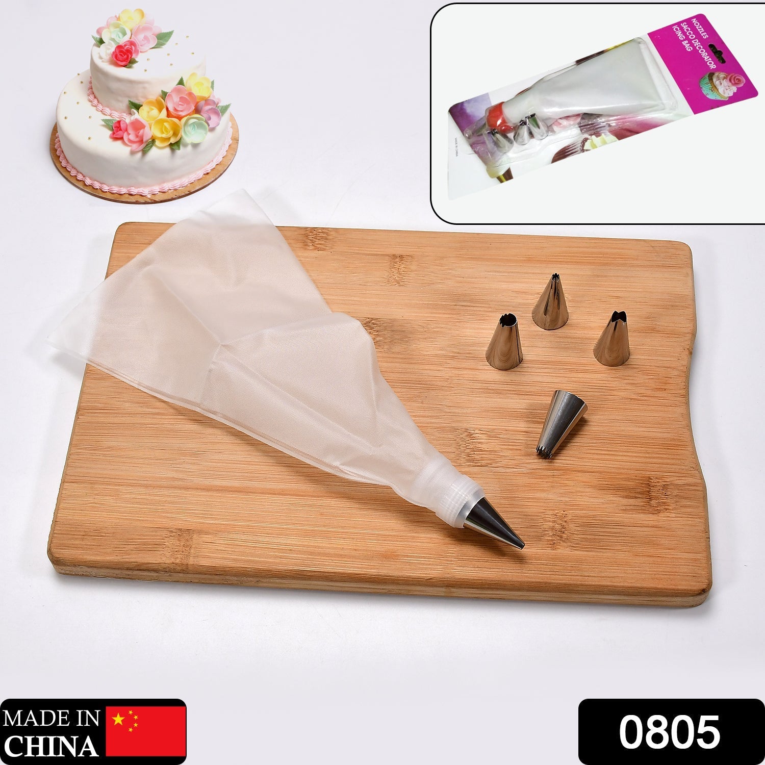 Cake Decorating Nozzle with Piping Bag Stainless Steel Piping Cream Frosting Nozzles - Bhavnagar Deodap