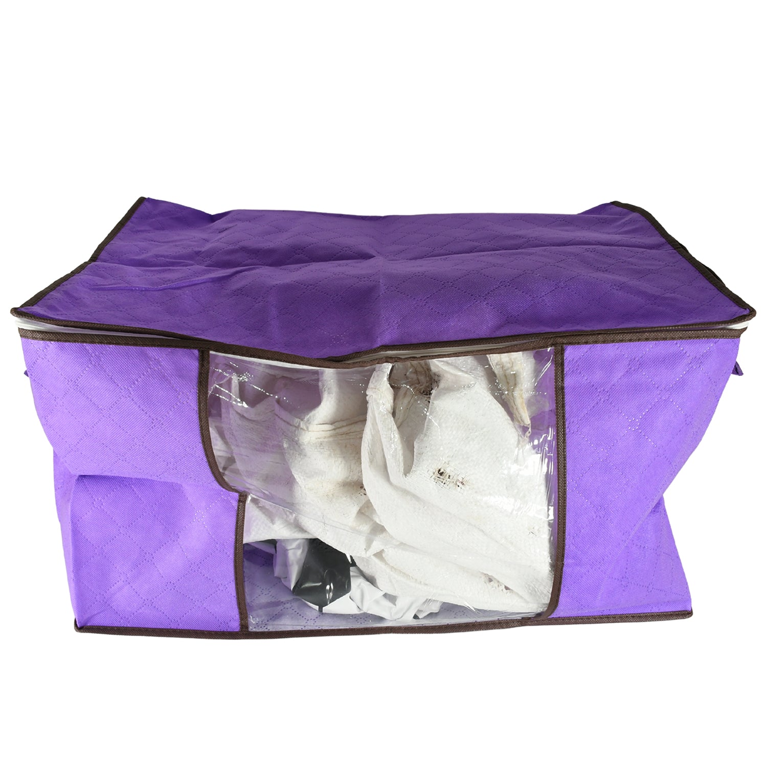 Clothing storage bag with zipper, non-woven storage bag for storing the clothes and sarees. - Bhavnagar Deodap