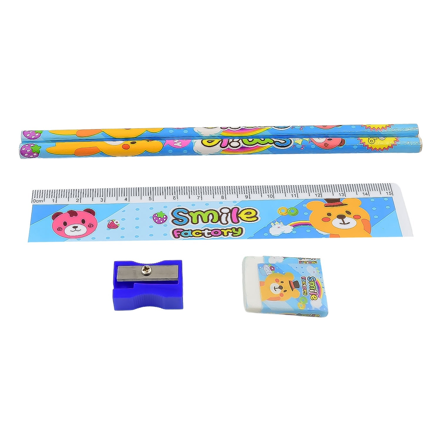 Cartoon Wooden Pencil Set for Kids Boys Return Gifts Birthday Party Space Stationary Set Pencil Eraser Sharpener Combo Kit for Kids Boys (Mix Color / 1 Set) - Bhavnagar Deodap