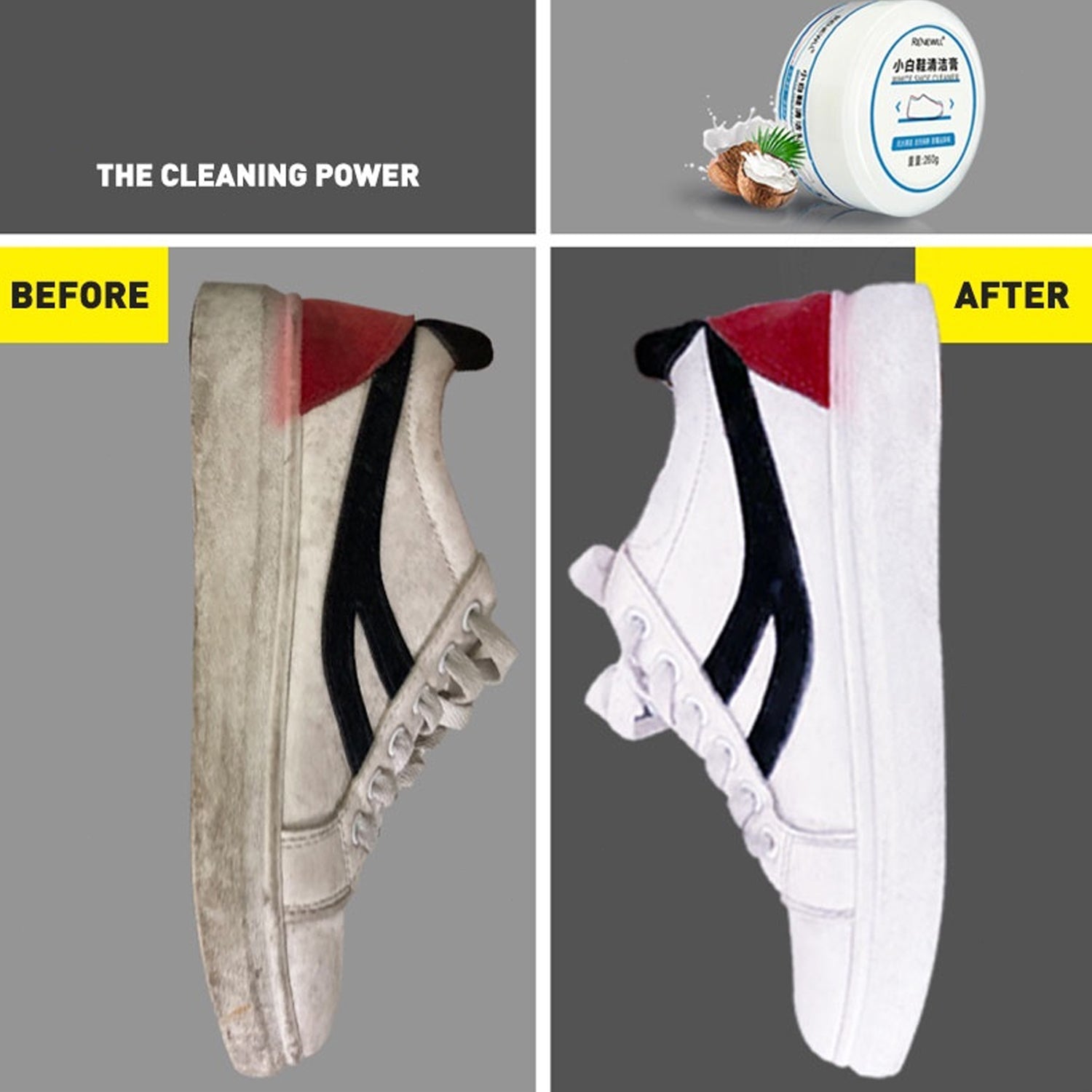 Stain Remover Cleansing Cream for Shoe Polish Sneaker Cleaning Kit Shoe Eraser Stain Remover White Rubber Sole Shoe Cleaner White Shoe Cleaning Cream Stain Remover (260 Gm) - Bhavnagar Deodap