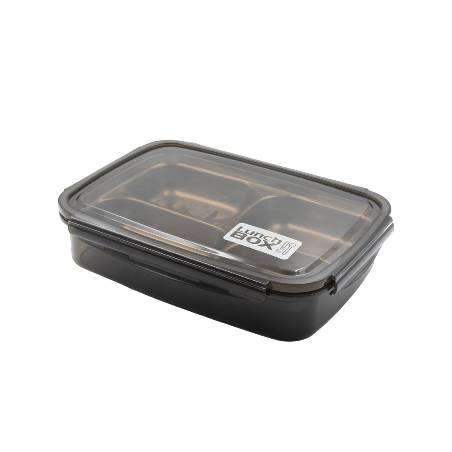 Black Transparent 4 Compartment Lunch Box for Kids and adults, Stainless Steel Lunch Box with 4 Compartments For Office, Travel, School, Home - Bhavnagar Deodap