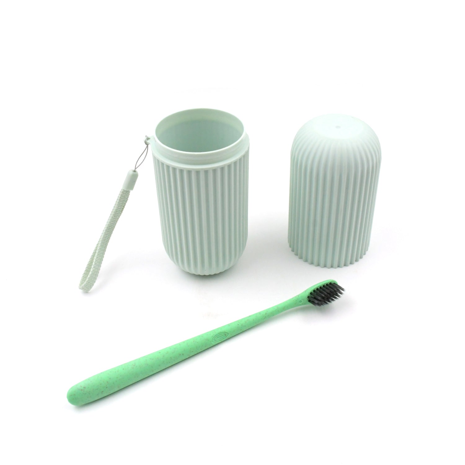 Travel Toothbrush Case & Holder w/ Rope & Brush (Portable, Capsule Shape) - Bhavnagar Deodap