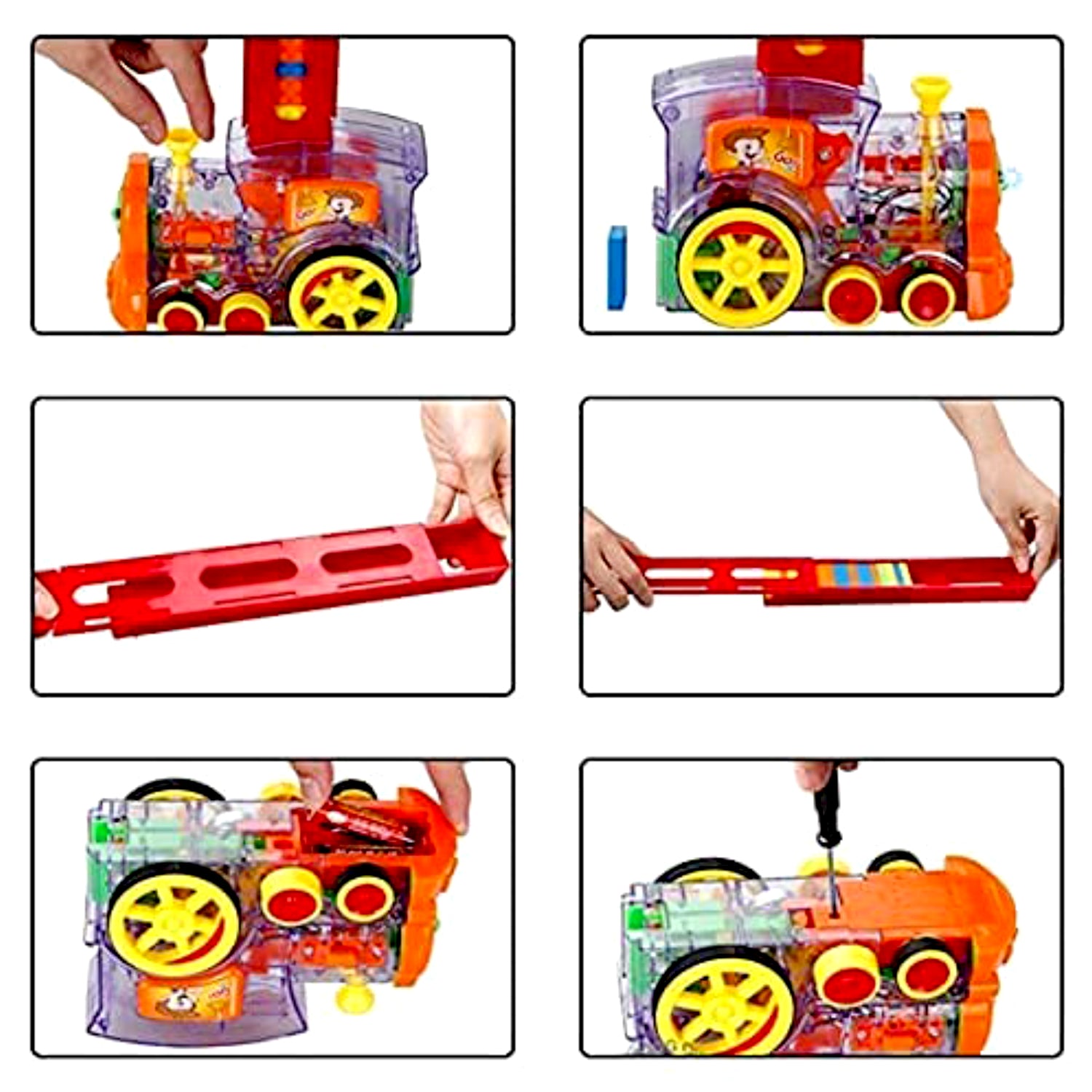 Play Game Transparent Funny Train Engine with Blocks Set 60 Blocks Toy with Music and Lights Automatic Blocks Toy Train Set for Kids ( Batteries not included) - Bhavnagar Deodap