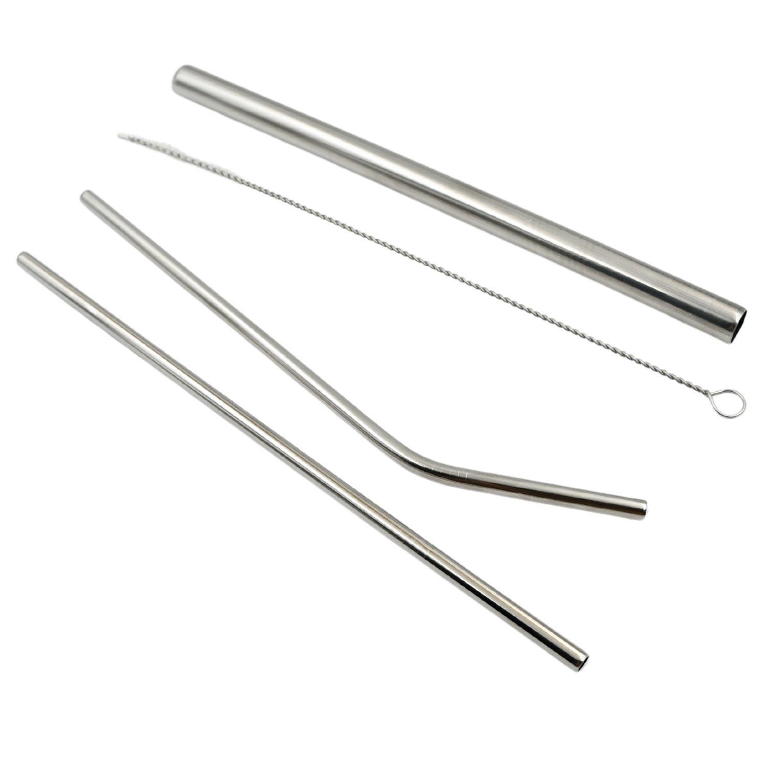 Reusable Stainless Steel Straws with Travel Case Cleaning Brush Eco Friendly Extra Long Metal Straws Drinking Set of 4 (2 Straight straws, 1 Bent straws, 1 Brush) - Bhavnagar Deodap