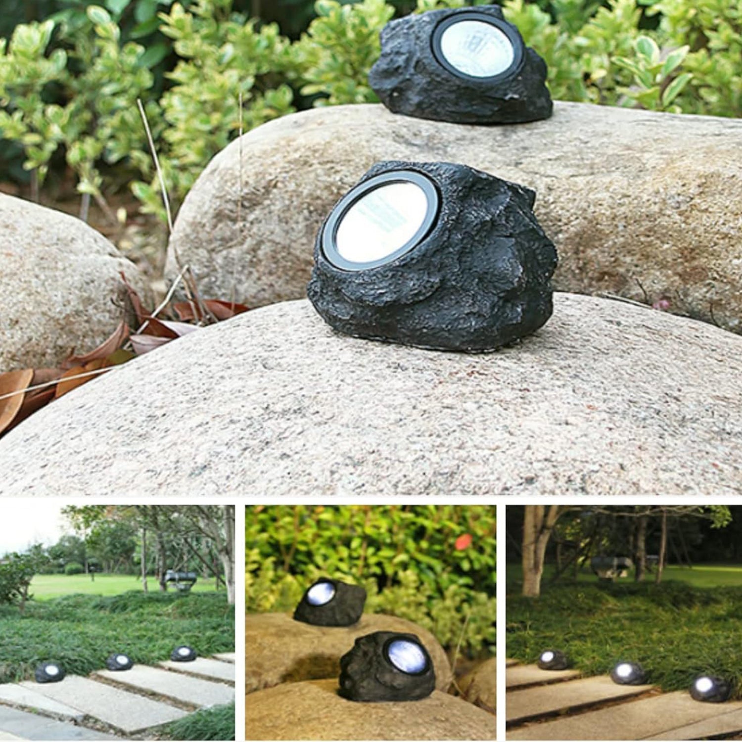 Solar Powered LED Rock Light Solar Powered LED Spotlight Faux Stone for Pathway Landscape Garden Outdoor Patio Yard (1 Pc) - Bhavnagar Deodap