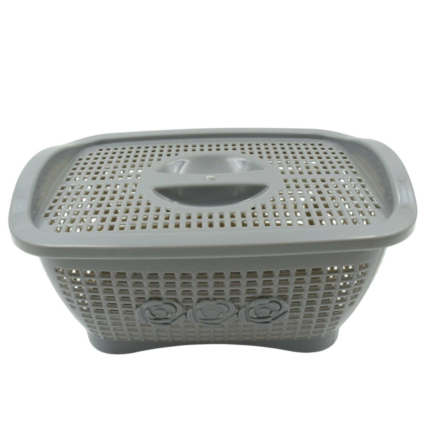 Multipurposes Plastic Basket, Organizer for Kitchen, Countertop, Cabinet, Bathroom with Lid, Plastic Storage Basket For Store Fruits, Vegetables, Magazines, Cosmetics, Stationary (1 Pc / Mix Color ) - Bhavnagar Deodap