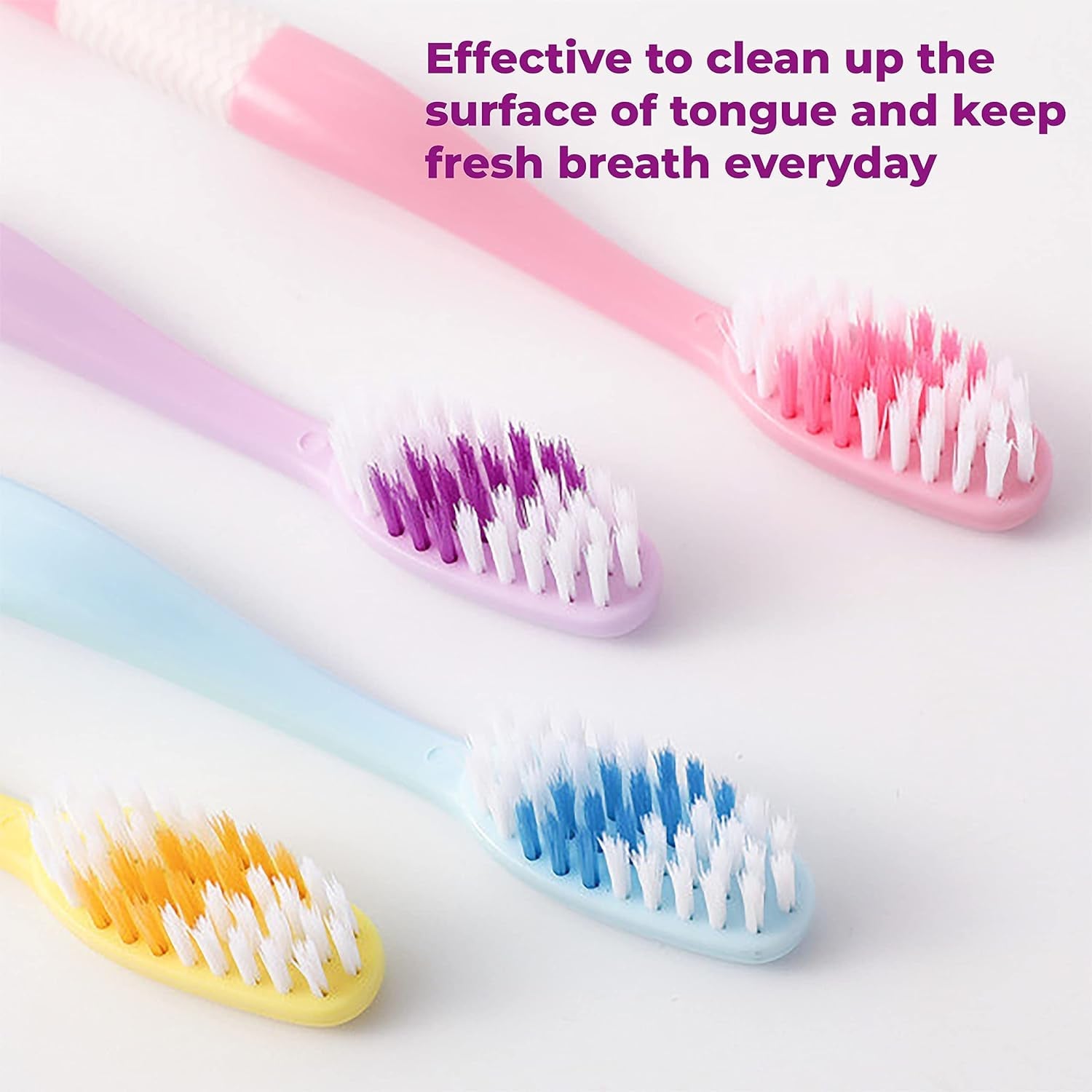 2-in-1 Tooth Brush with Tongue Scraper, Soft Bristle & Long Handle (8Pcs) Soft Toothbrush - Bhavnagar Deodap