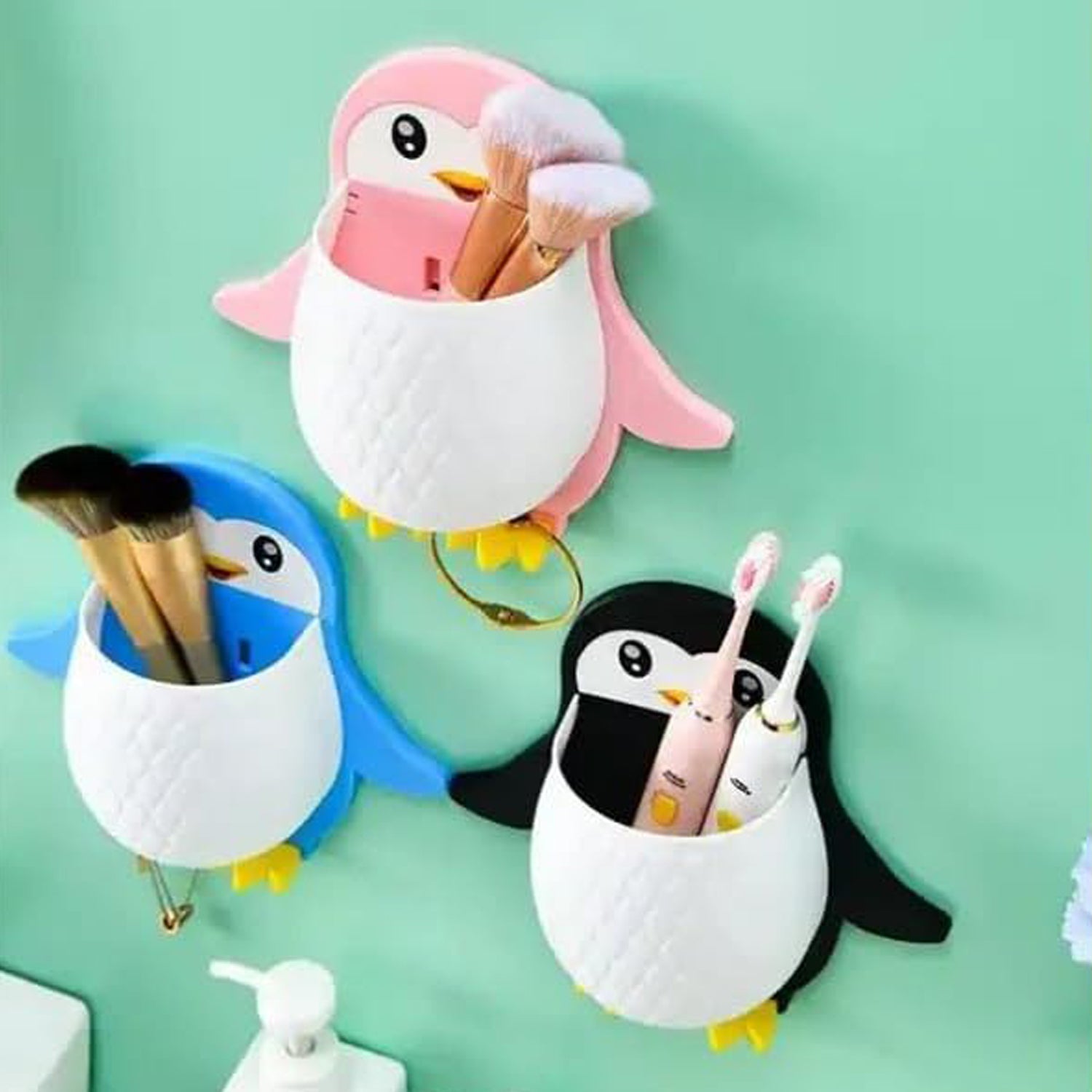 Penguin Storage Box, Adhesive Remote Case, Electric Toothbrushes Holder, Universal Controller Holder, Wall Nightstand, Office Plastic Wall Mount - Bhavnagar Deodap