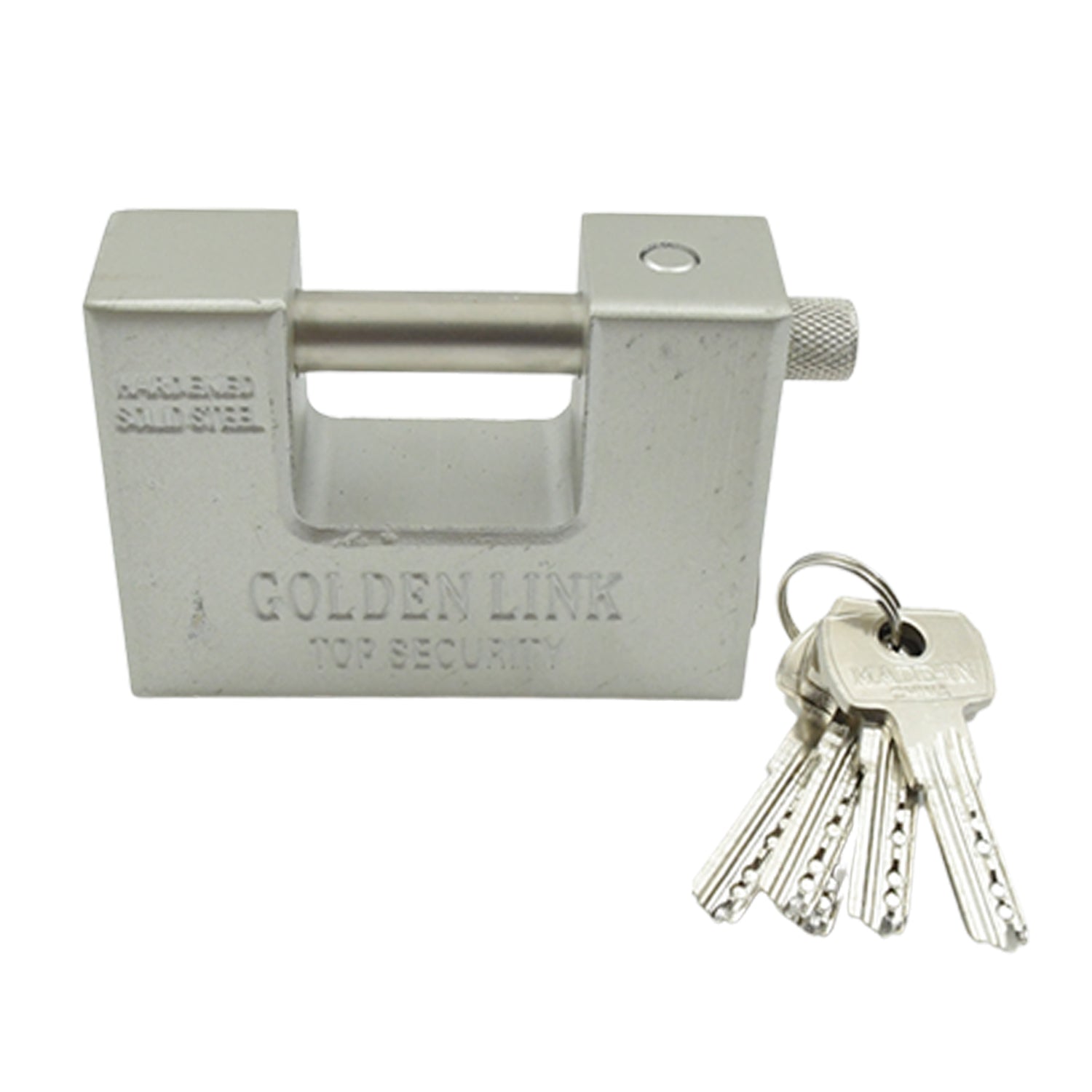 94mm Stainless Steel Padlock: Rectangular, Hardened Steel, 5 Keys - Bhavnagar Deodap