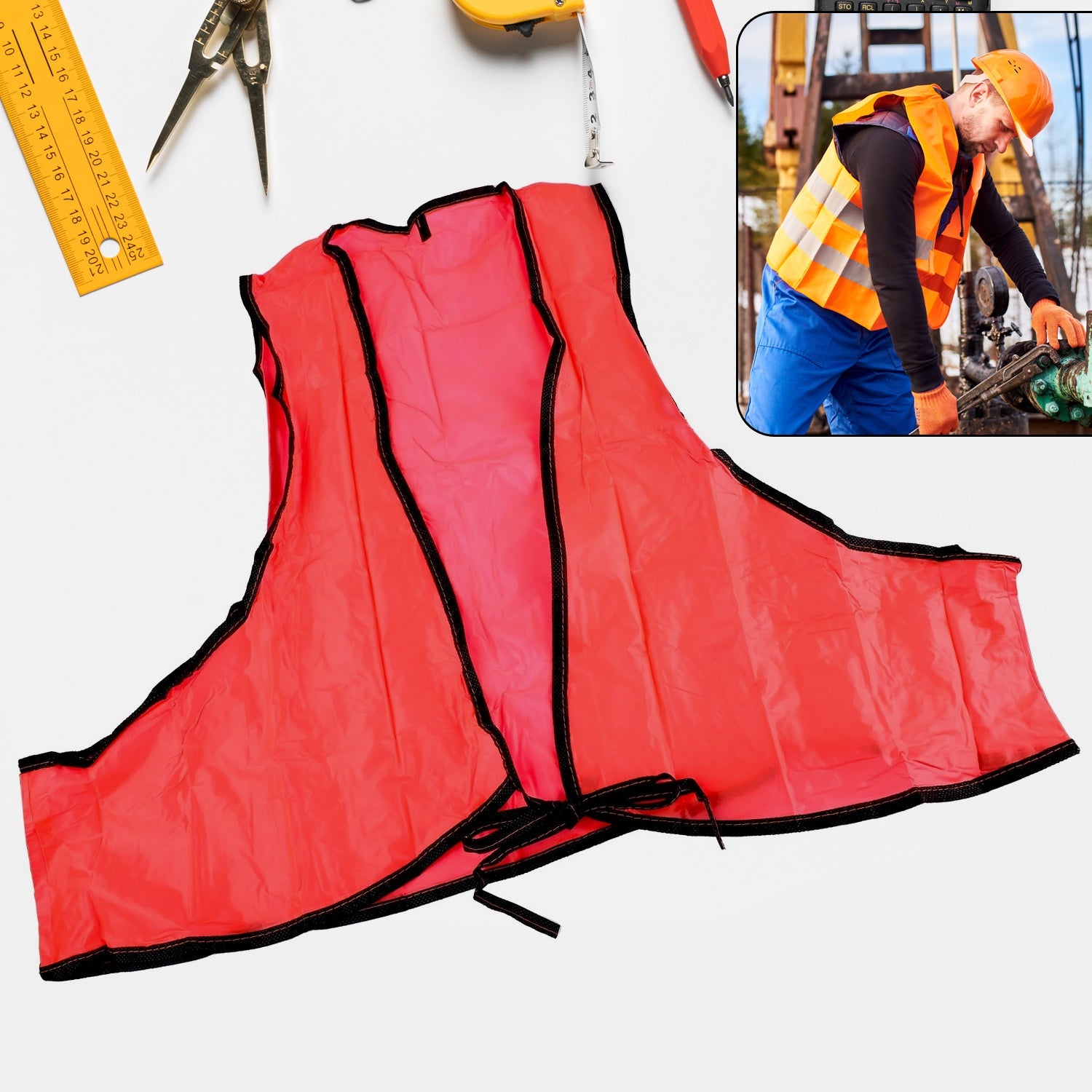 Economy Safety Vest, Soft Vinyl with Tie Closure for Identifying Staff and Volunteers Adult PVC Safety Vest High Visibility for Outdoor Operator - Bhavnagar Deodap