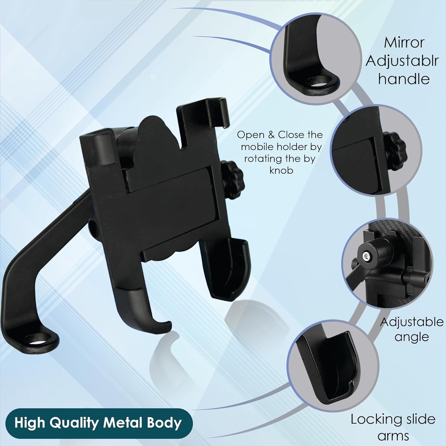 Full Metal Body Bike & Scooty 360 Degree Rotating Mobile Holder Stand for Bicycle, Motorcycle, Scooty for Maps and GPS Navigation Fits All Smartphones (1 Pc) - Bhavnagar Deodap