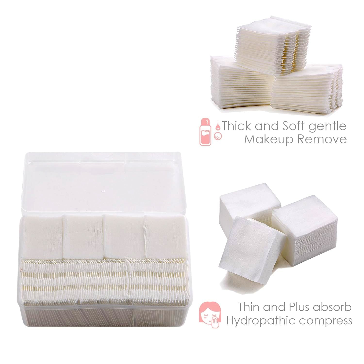 Ultra Thin Makeup Facial Cotton Pads, Soft Lint Free Dry Nails / Lips / Eyes Polish Remover Pads, Square Cosmetic Beauty Cotton Pads, Non-woven Cotton Makeup Remover (1000 Pcs Set) - Bhavnagar Deodap