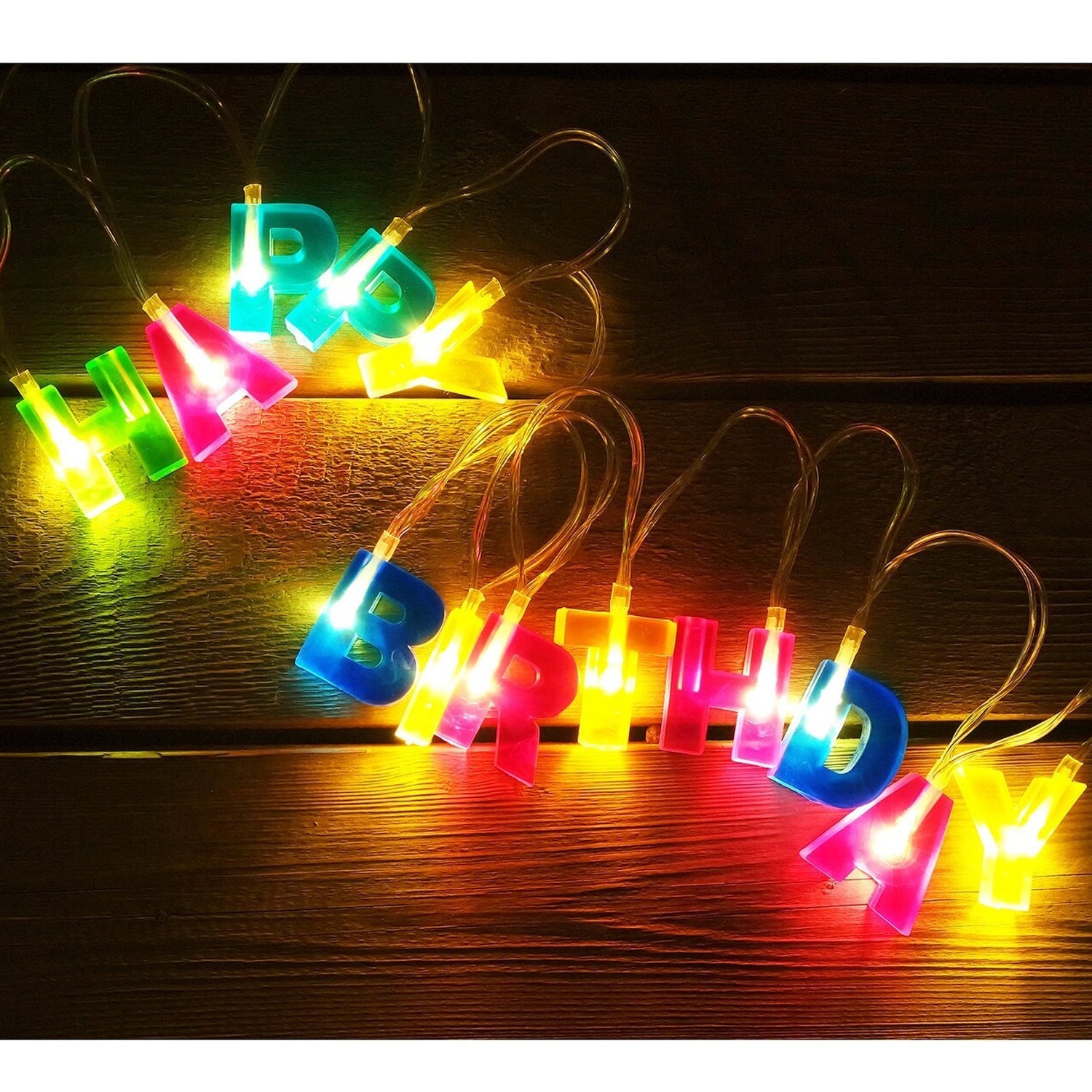 Decoratives Plastic Happy Birthday 13 LED Letter Battery Operated String Lights, Outdoor String Lights (Multicolour) - Bhavnagar Deodap