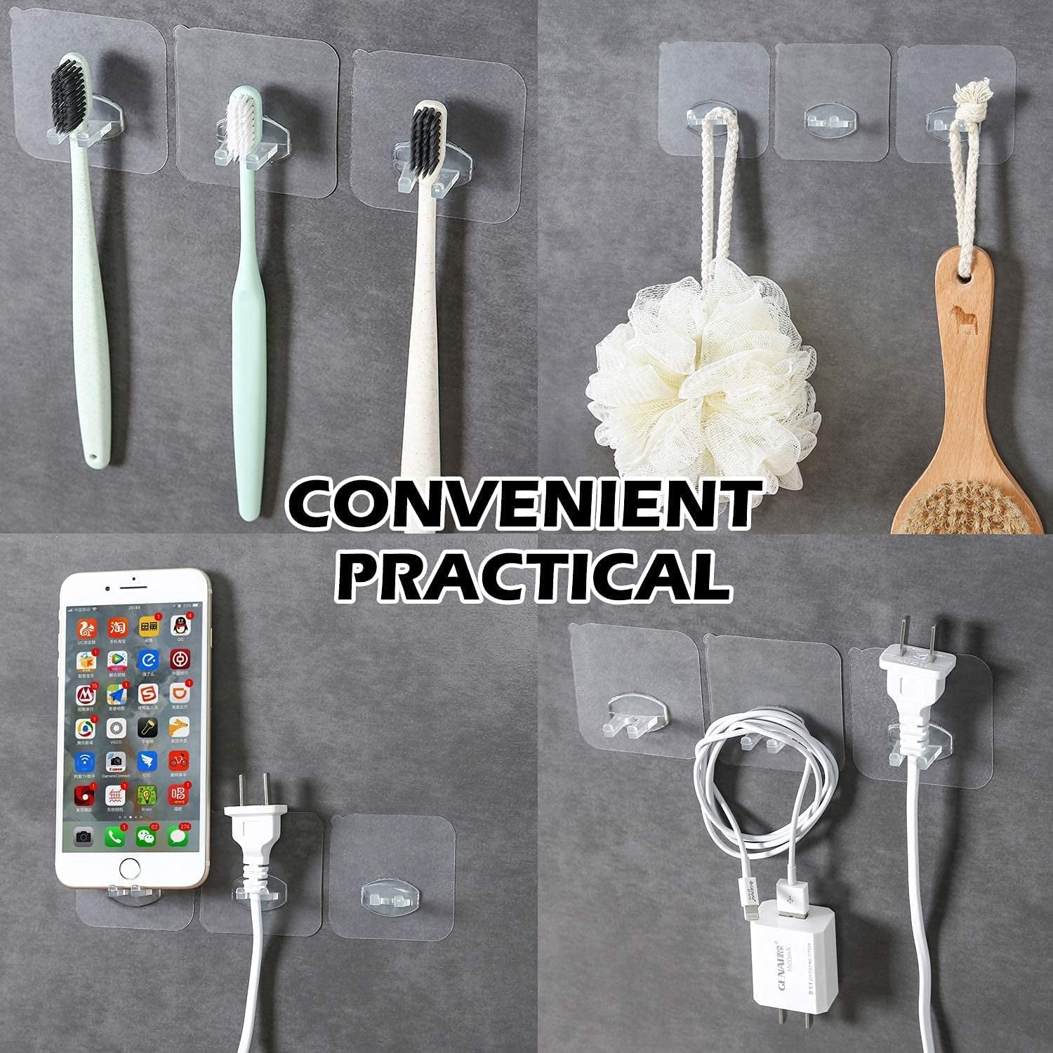 Transparent Self Adhesive Hook Seamless Drill Free Removable Wall Mounted Hanger As Toothbrush Holder Power Plug Socket Holder Waterproof and Oil Proof (1 Pc) - Bhavnagar Deodap