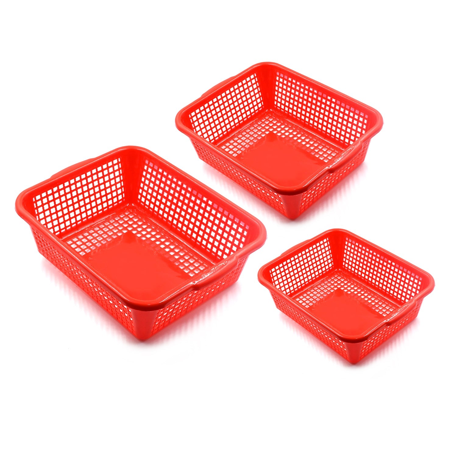 Plastic 3 Pieces Kitchen Large Size Dish Rack Drainer Vegetables and Fruits Washing Basket Dish Rack Multipurpose Organizers - Bhavnagar Deodap