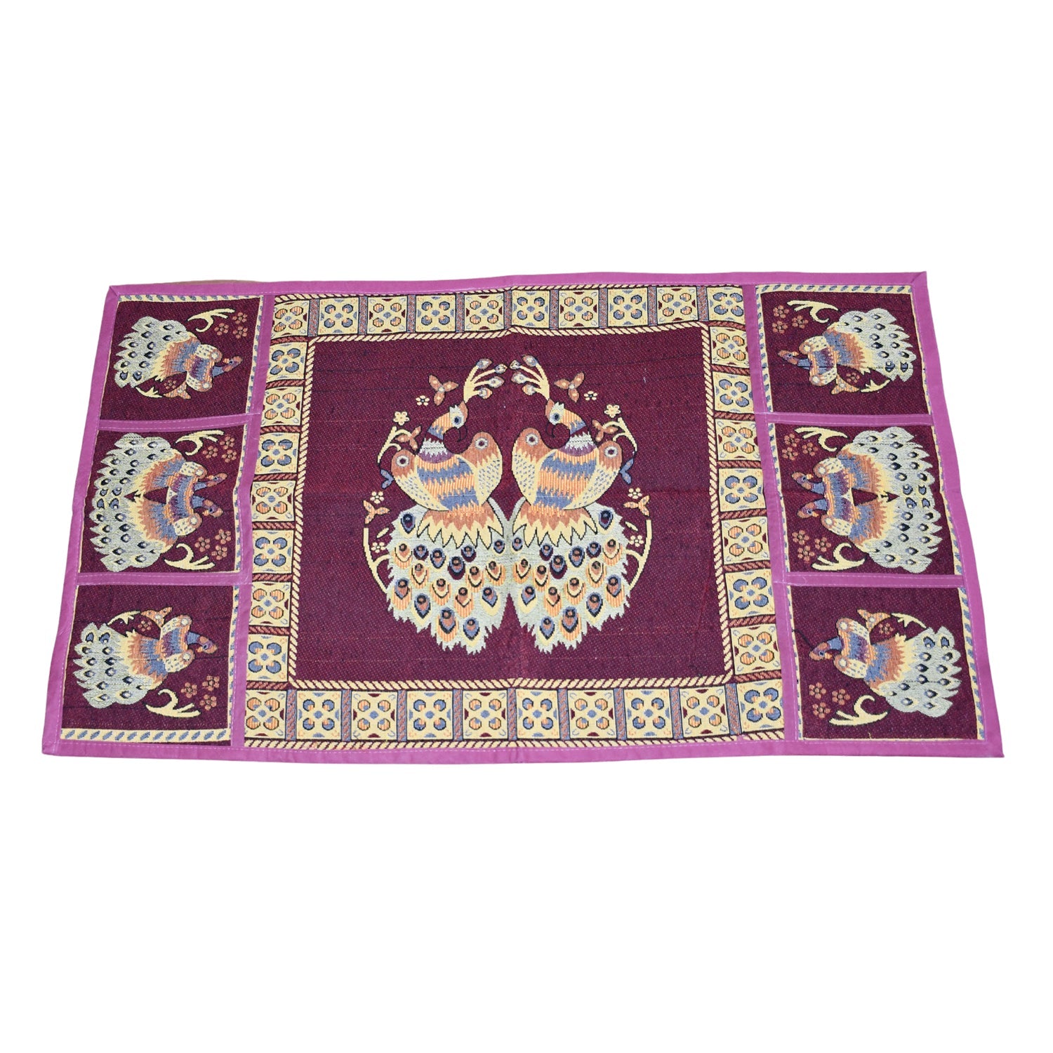 Cotton Fridge Top Cover Set - Standard, Appliance Covers Fridge Dustproof Cover with Peacock Deign 6 Utility Side Pockets Fridge Cover For All types Fridge Refrigerator Use (100x60CM) - Bhavnagar Deodap
