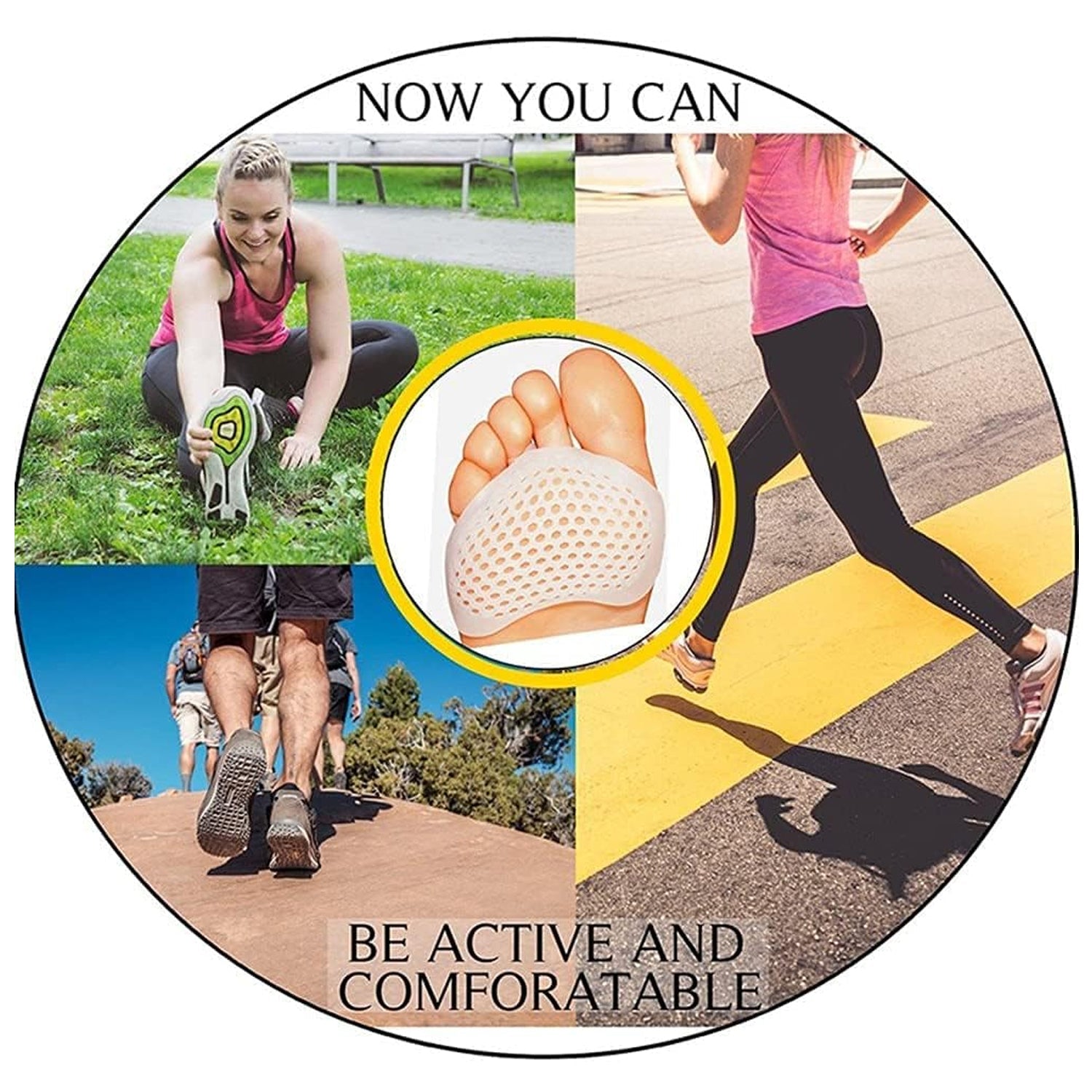 Silicone Front Foot Pad Anti-Slip Insole for Pain Relief, for Forefoot Pain, Calluses, Blisters, Forefoot Cushioning Relief- Men Women (1 Pair) - Bhavnagar Deodap