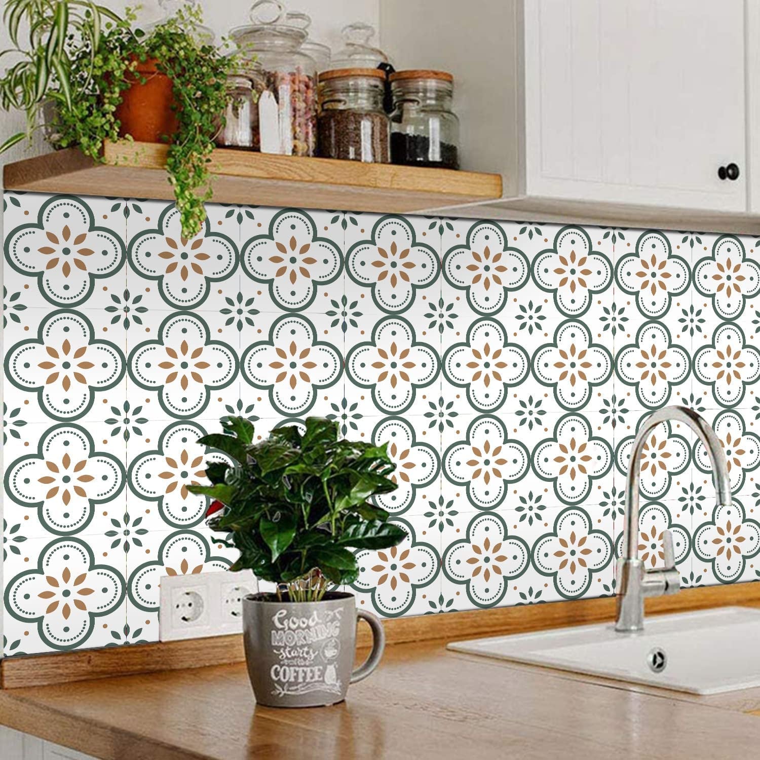 Peel and Stick Floor Tiles Kitchen / Bathroom Backsplash Sticker Detachable Waterproof DIY Tile Stickers for Wall Decoration Tiles Home Decoration (8x8 Inch / 1 pc Tiles) - Bhavnagar Deodap